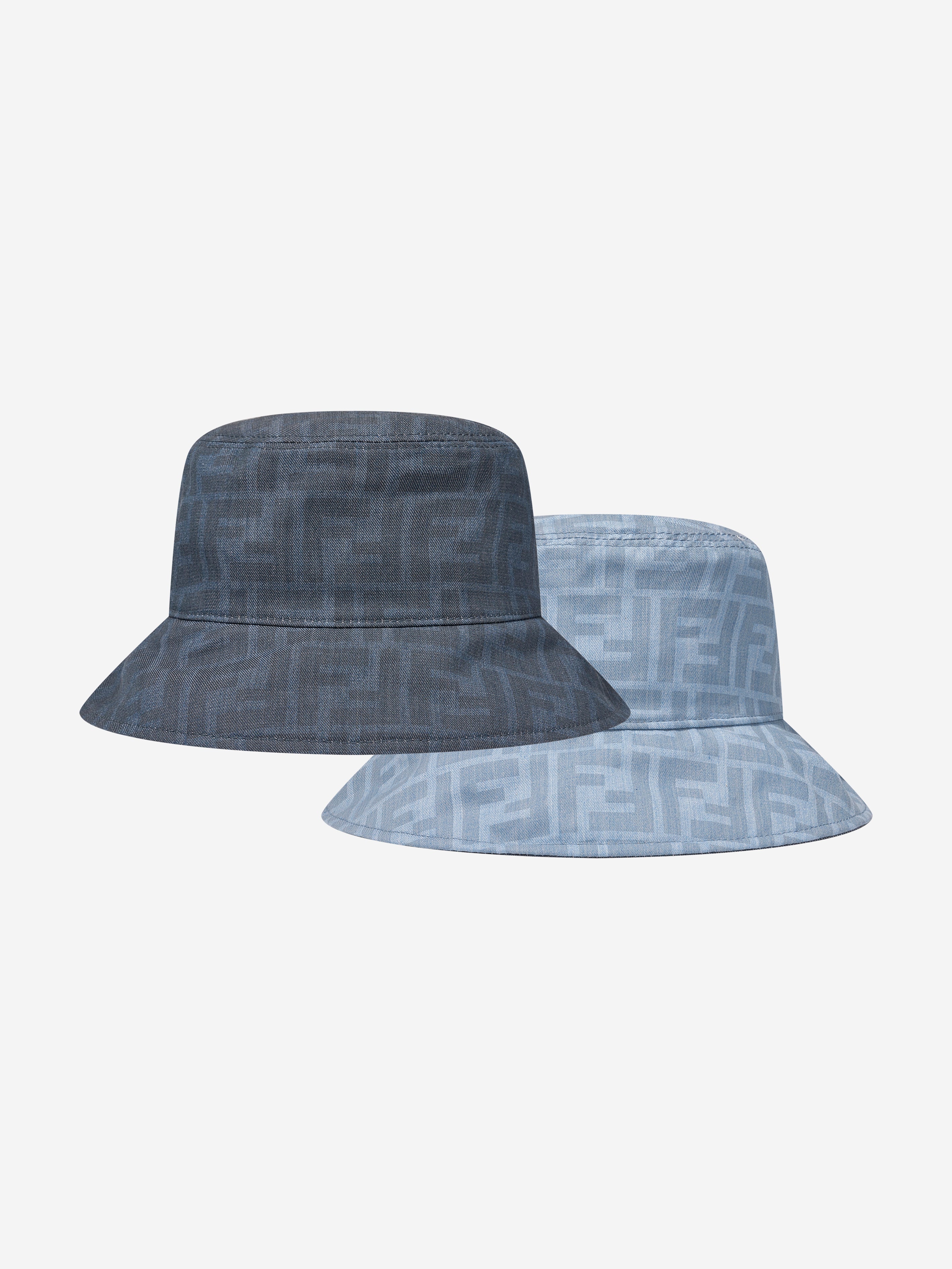 Fendi Kids Reversible FF Logo Bucket Hat in Blue 10 - 14 yrs