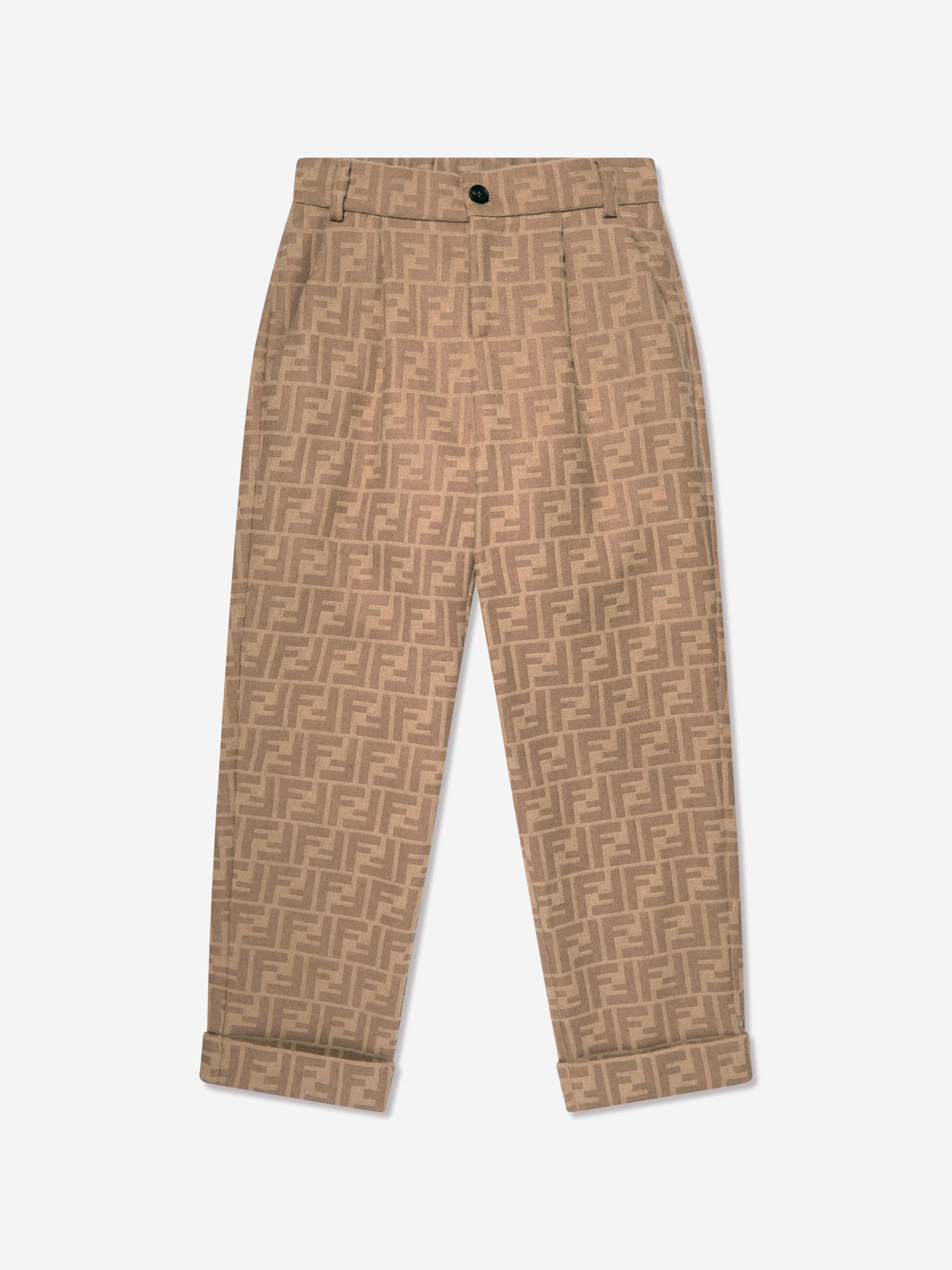 Boys FF Logo Trousers in Beige