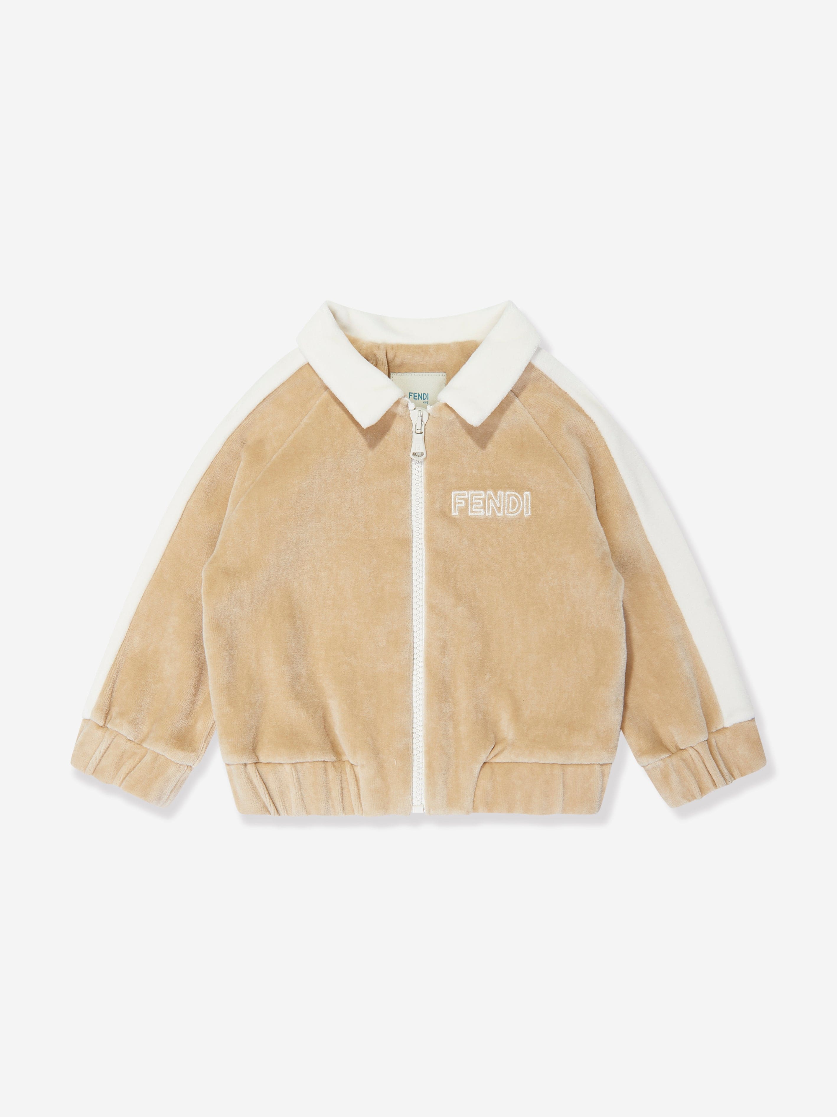 Fendi Baby Chenille Zip Up Top in Beige Childsplay Clothing
