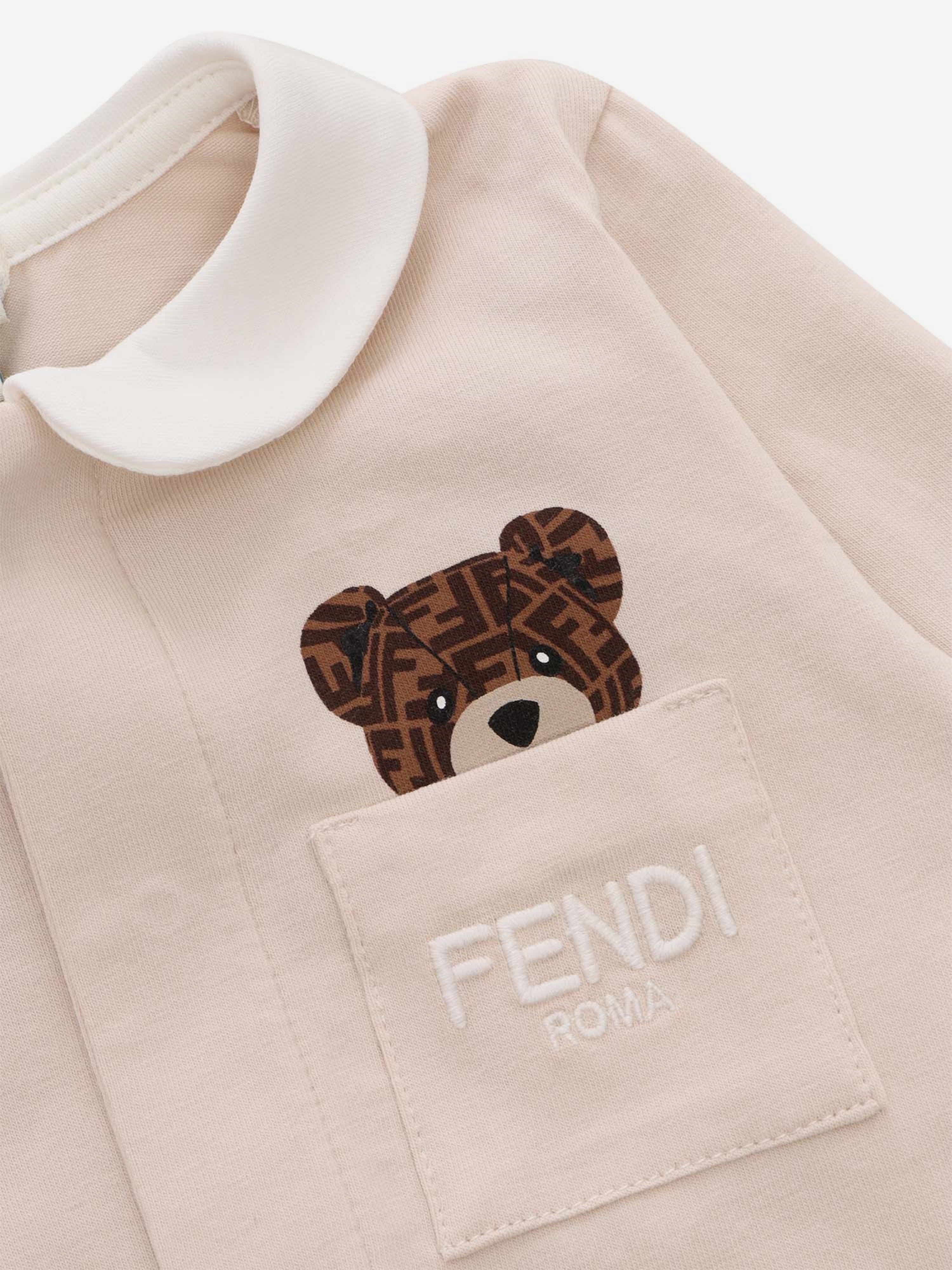 Fendi Baby Bear Babygrow Gift Set in Beige | Childsplay Clothing UK