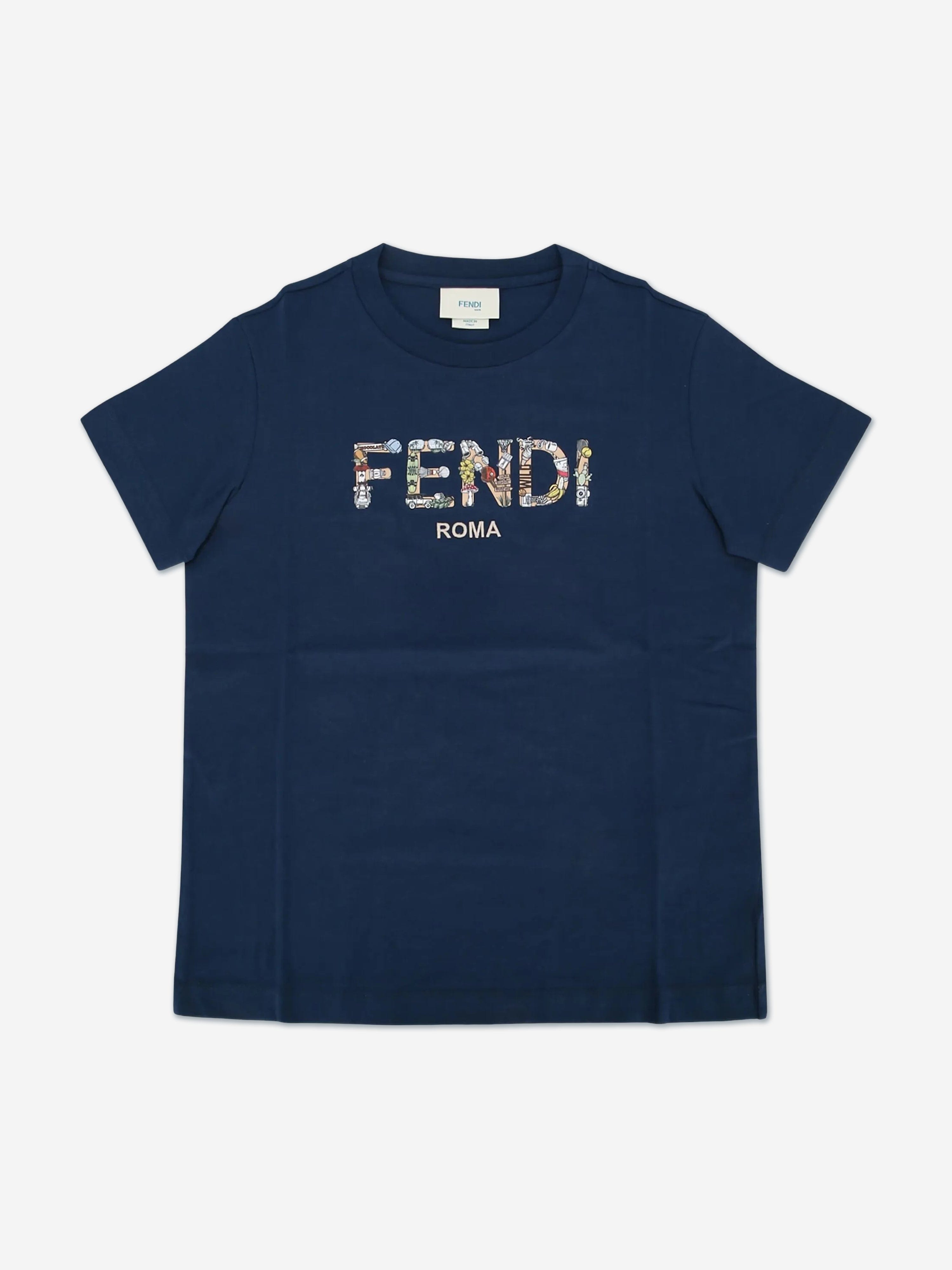 Fendi Boys Logo T-Shirt in Navy | Childsplay Clothing