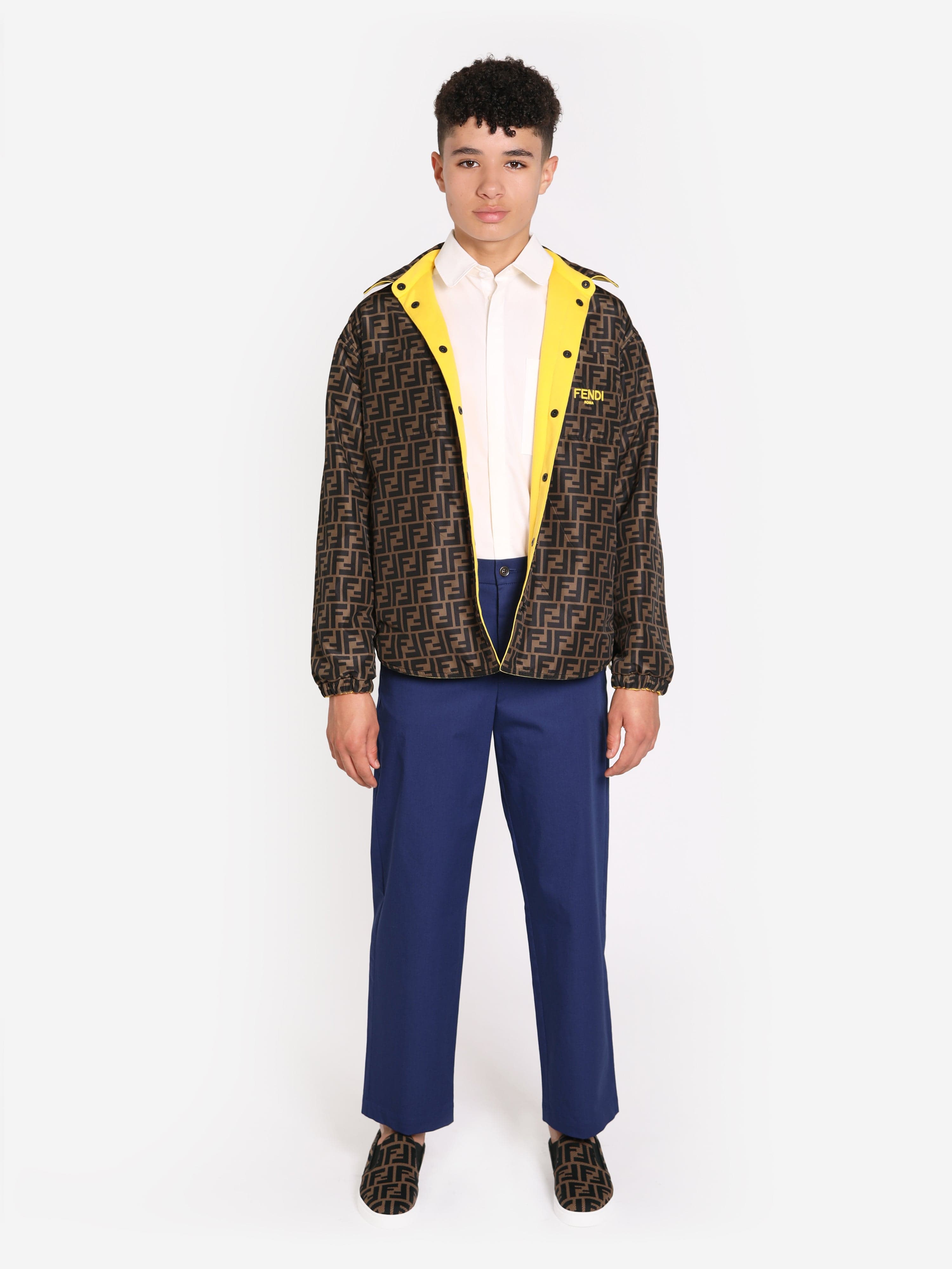 Kids Reversible FF Logo Shacket in Yellow