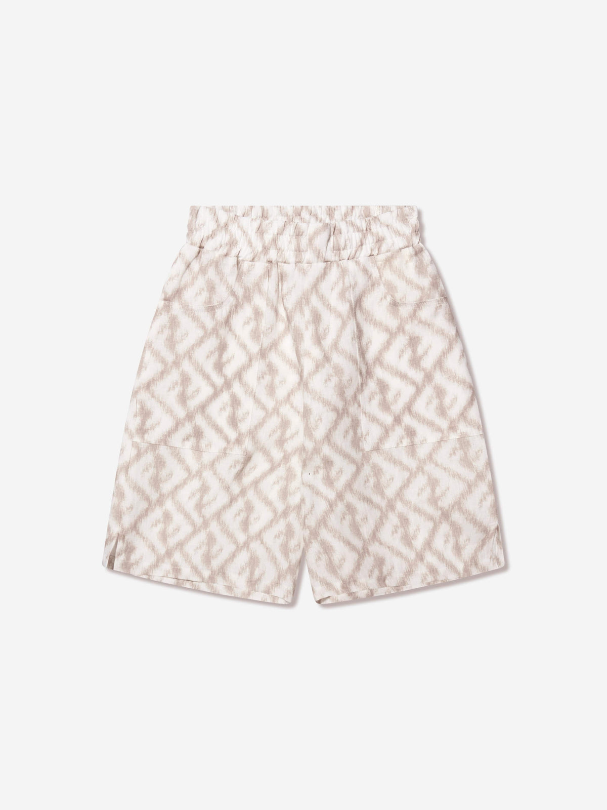 Fendi Boys FF Logo Linen Shorts in Ivory