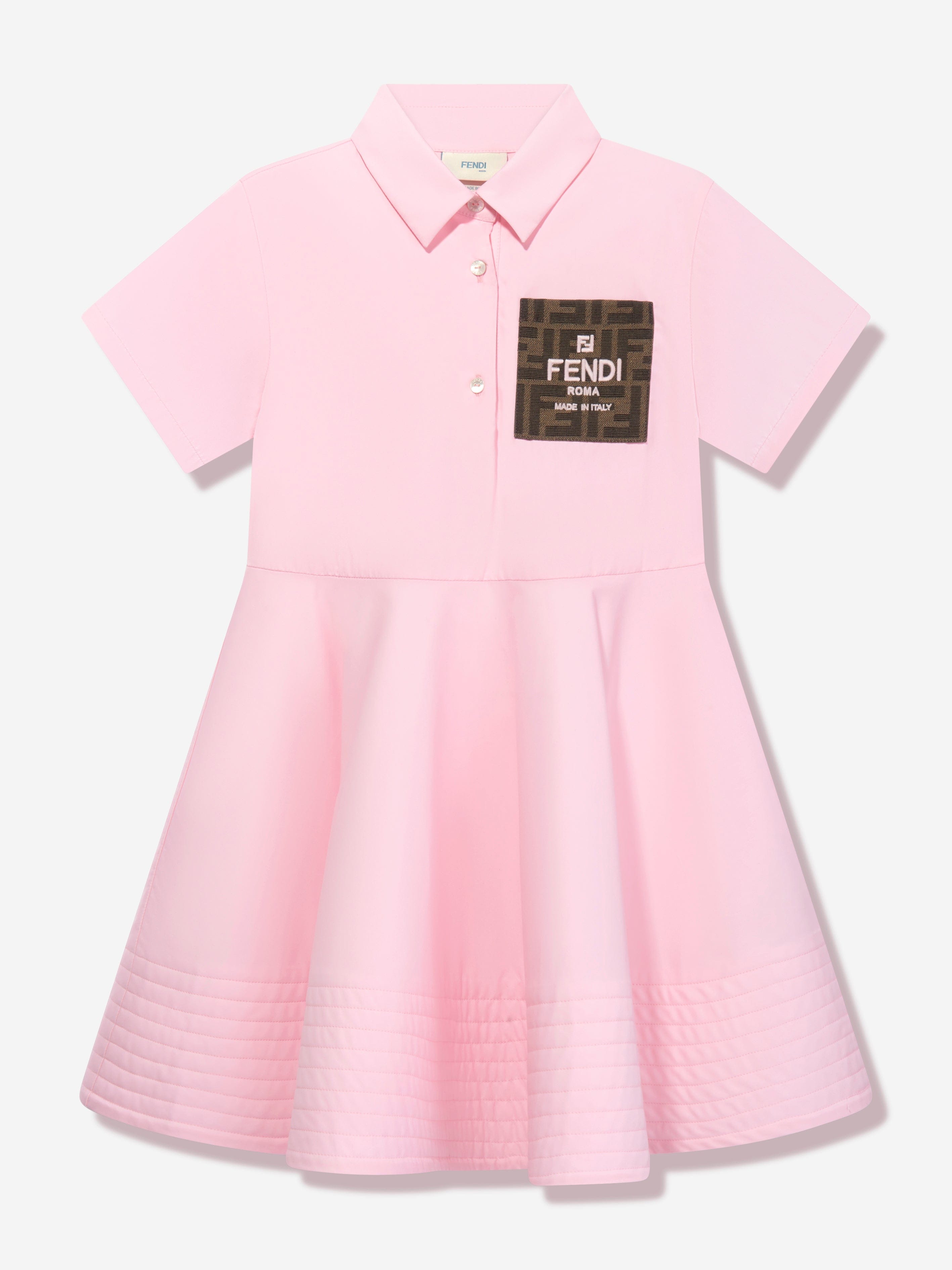 Fendi Girls FF Logo Shirt Dress in Pink Childsplay Clothing