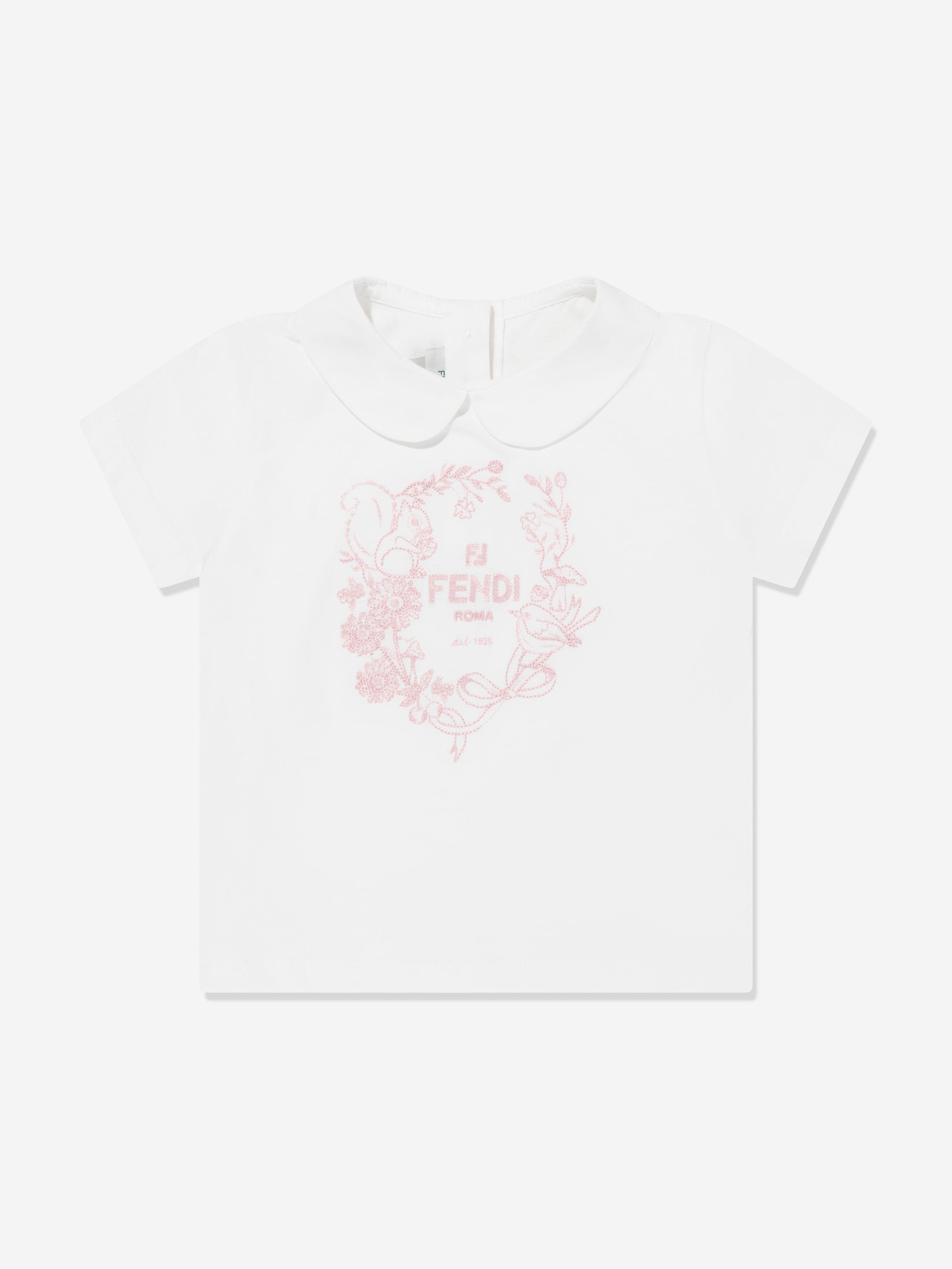 Fendi Kids Fendi Baby Girls Logo T-Shirt in White Childsplay