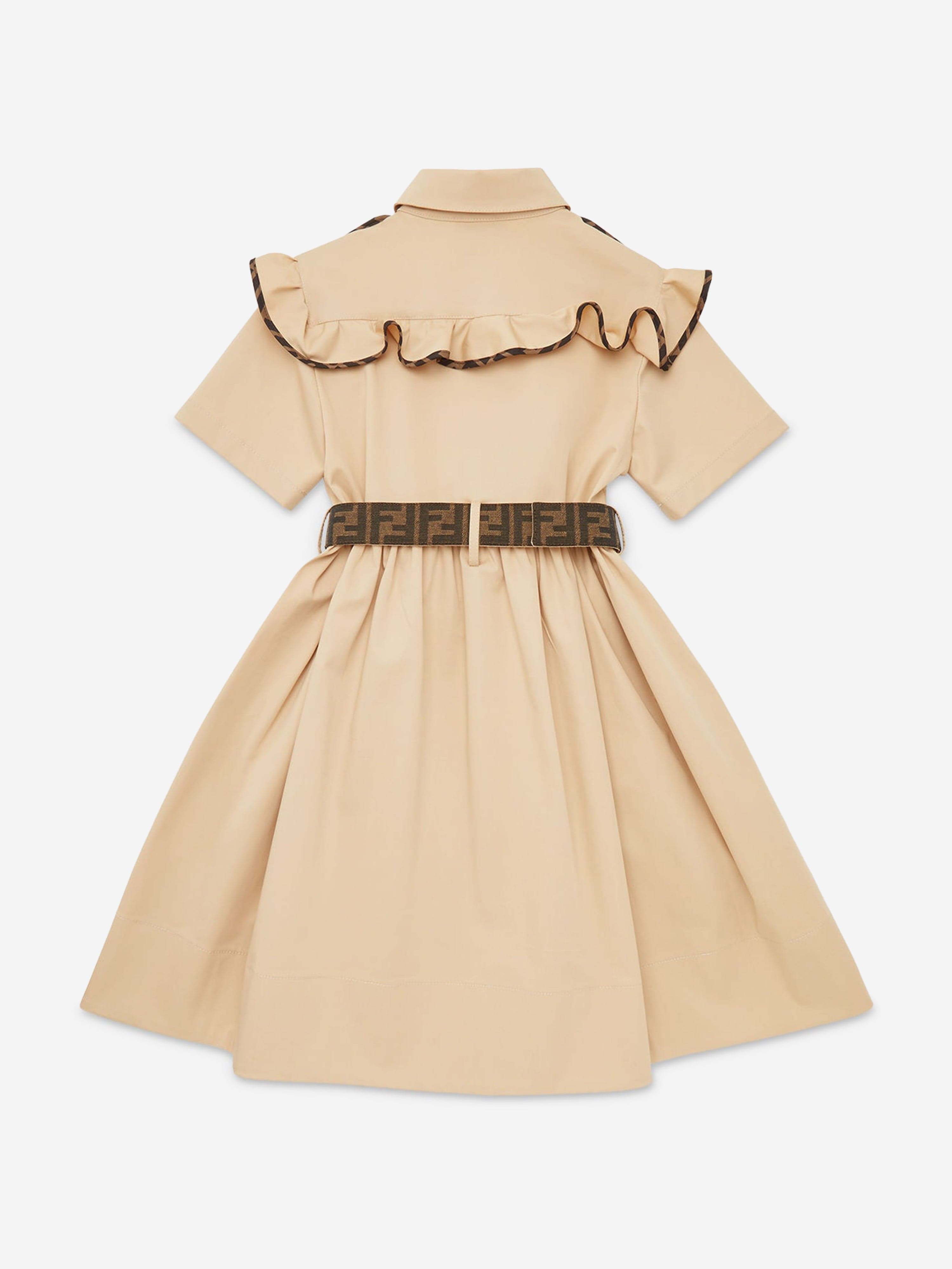 FENDI kids プリーツスカート ベージュ Fendi - Girls Beige Cotton Pleated Skirt | Childrensalon
