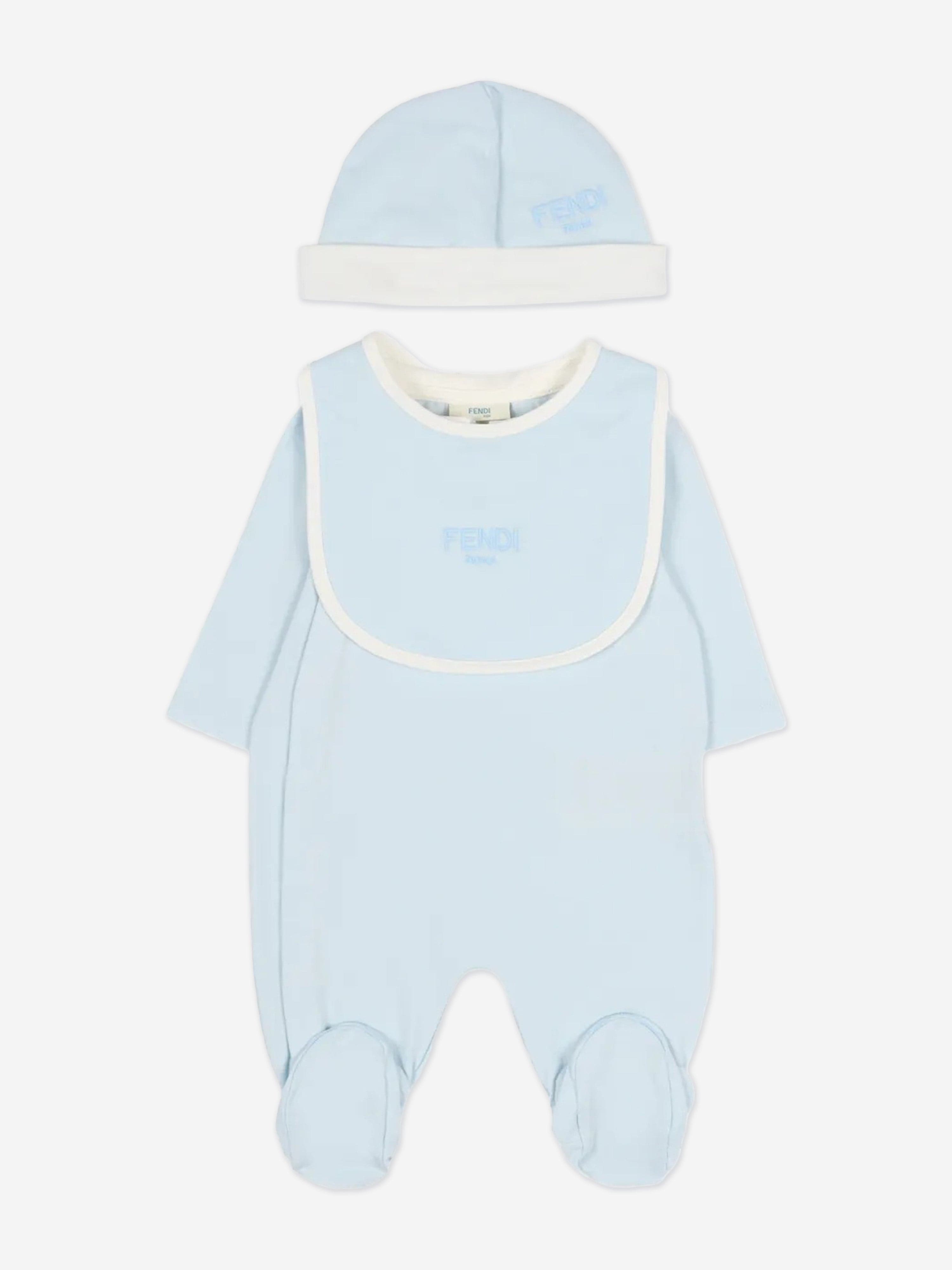 Fendi Baby Boys Logo Babygrow Set in Blue | Childsplay Clothing UK