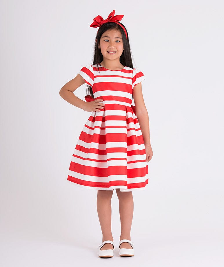 Mama Luma Girls Striped Classic Dress in Red Childsplay Clothing