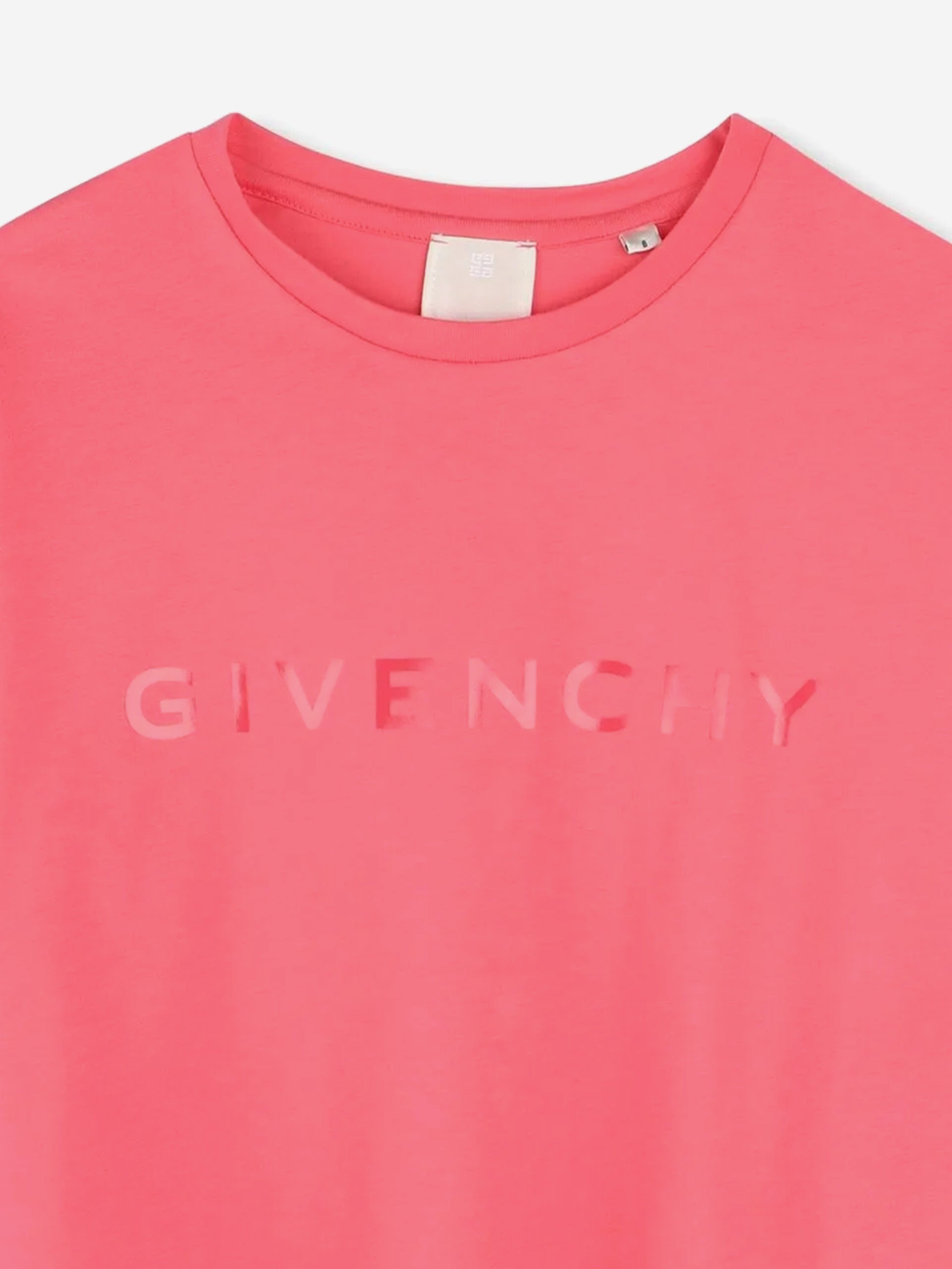 Pink Givenchy T Shirt Girl Givenchy Girls Cropped Logo T-Shirt In