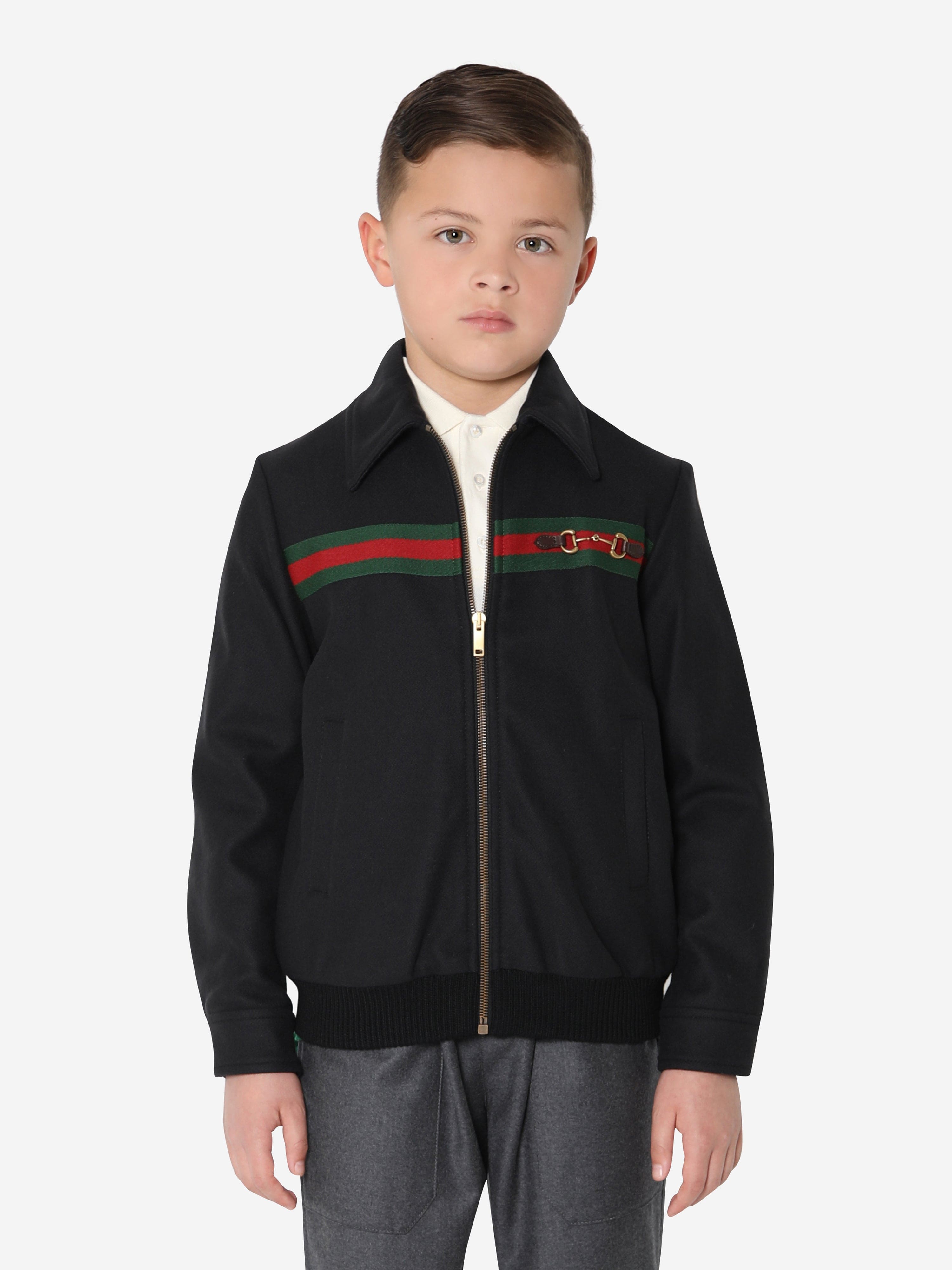Gucci Kids Boys Wool Horsebit Zip Bomber Jacket Childsplay