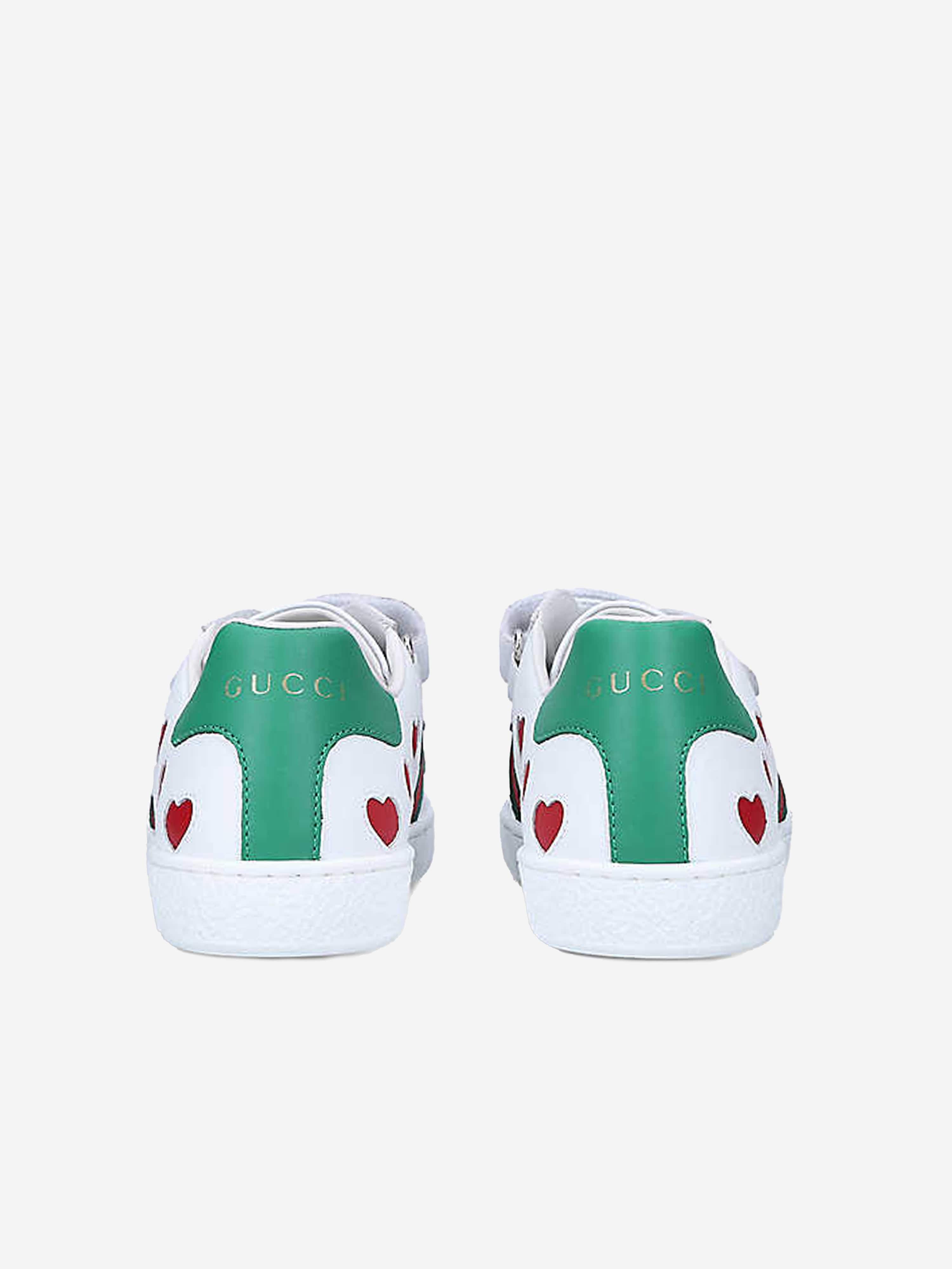Gucci Girls Leather Heart Ace Trainers Childsplay Clothing