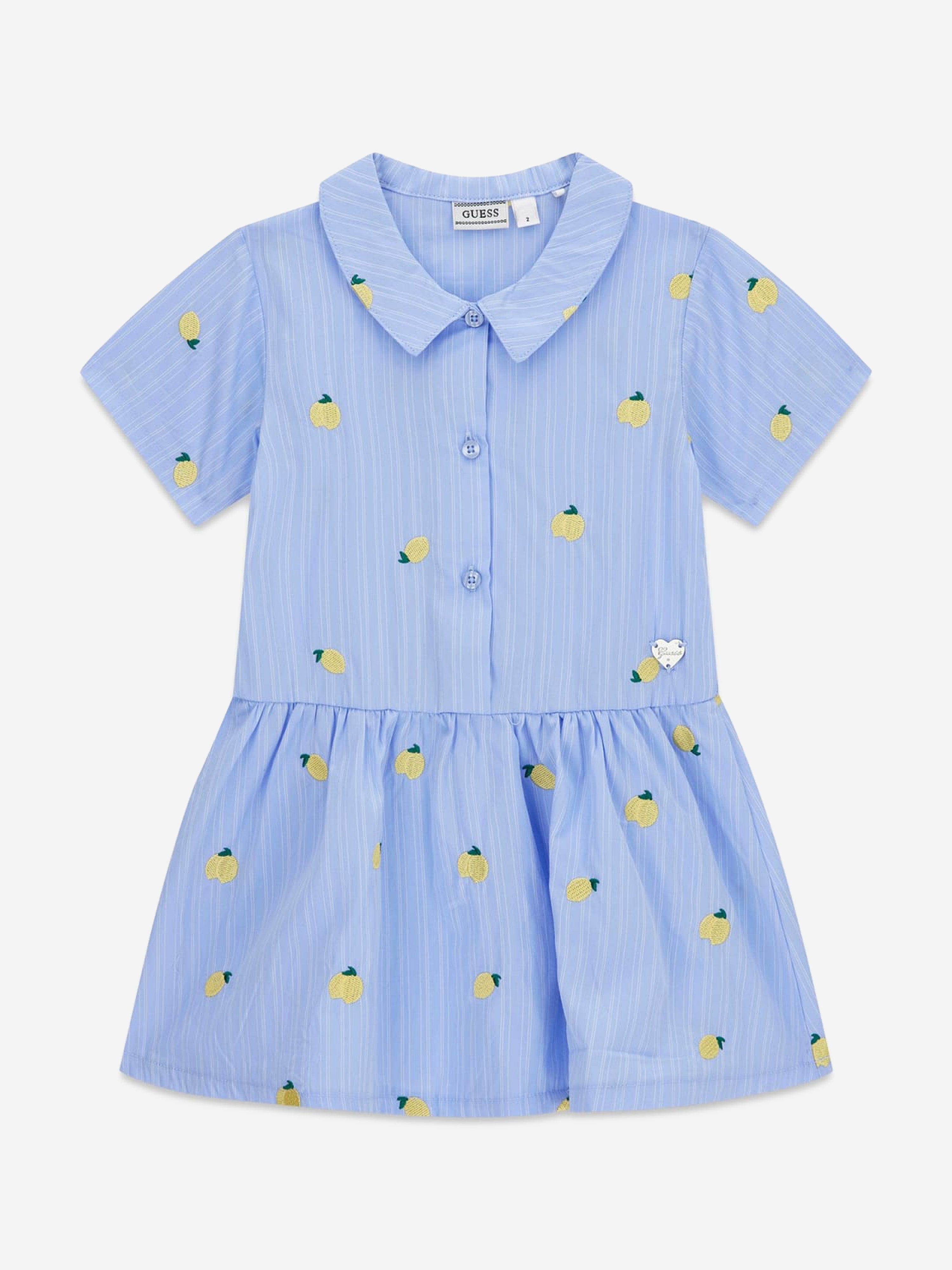 makeup ideas for blue dress Guess Girls Poplin Striped Lemons Dress in Blue