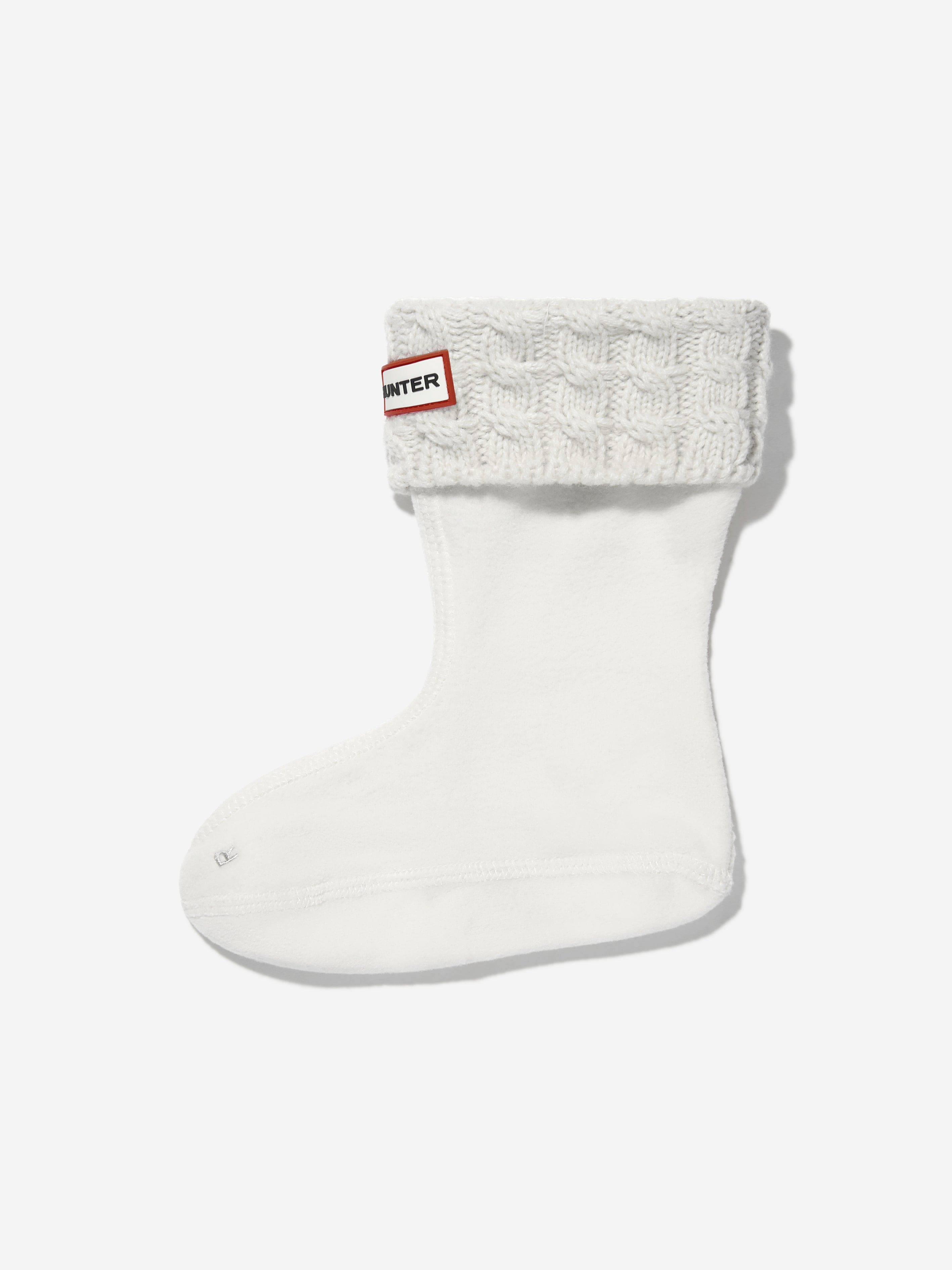 Hunter Kids Recycled 6 Stitch Cable Boot Socks in White Childsplay Clothing