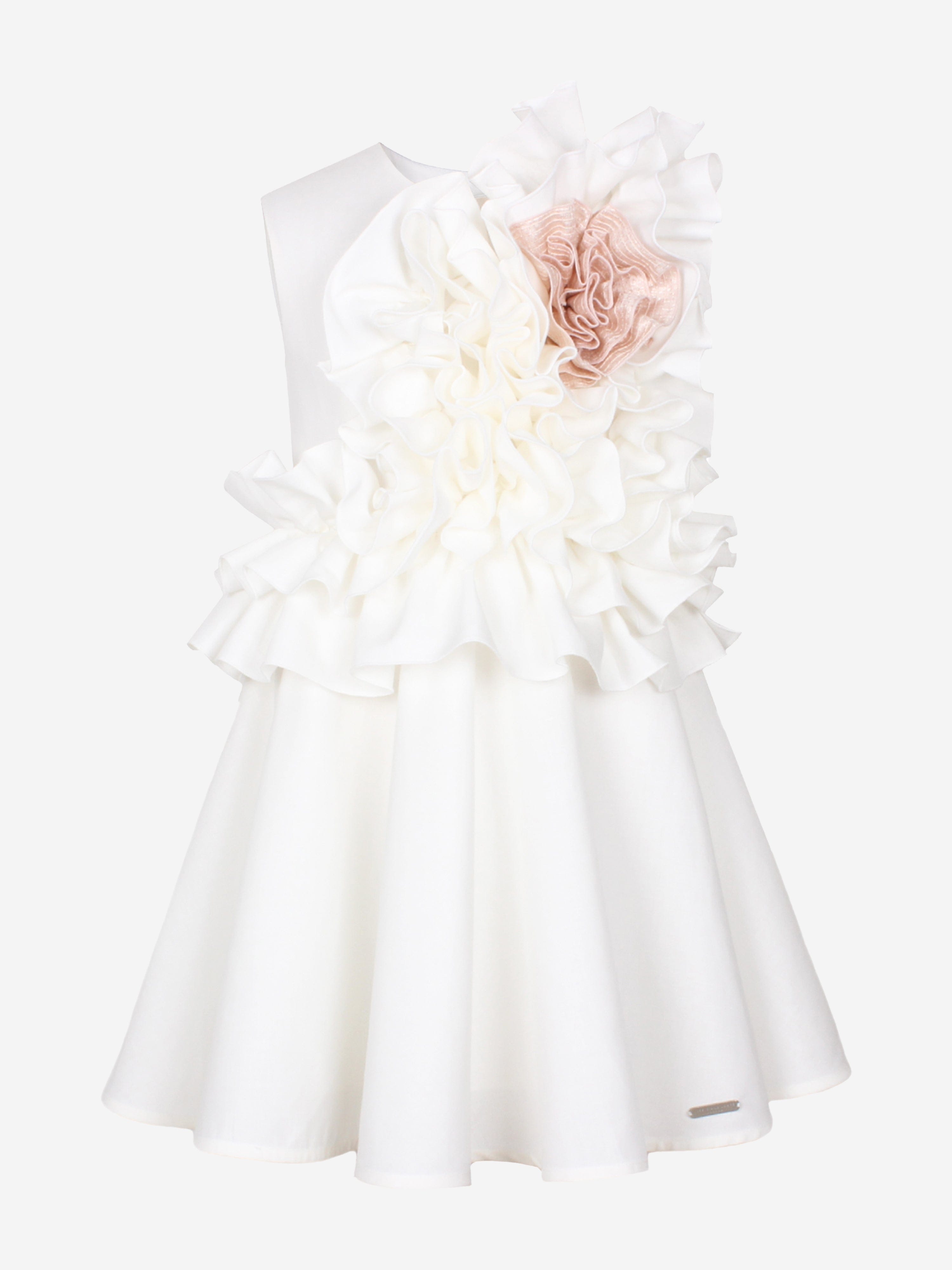 Jessie And James Girls Adage Ruffle Flower Dress in White