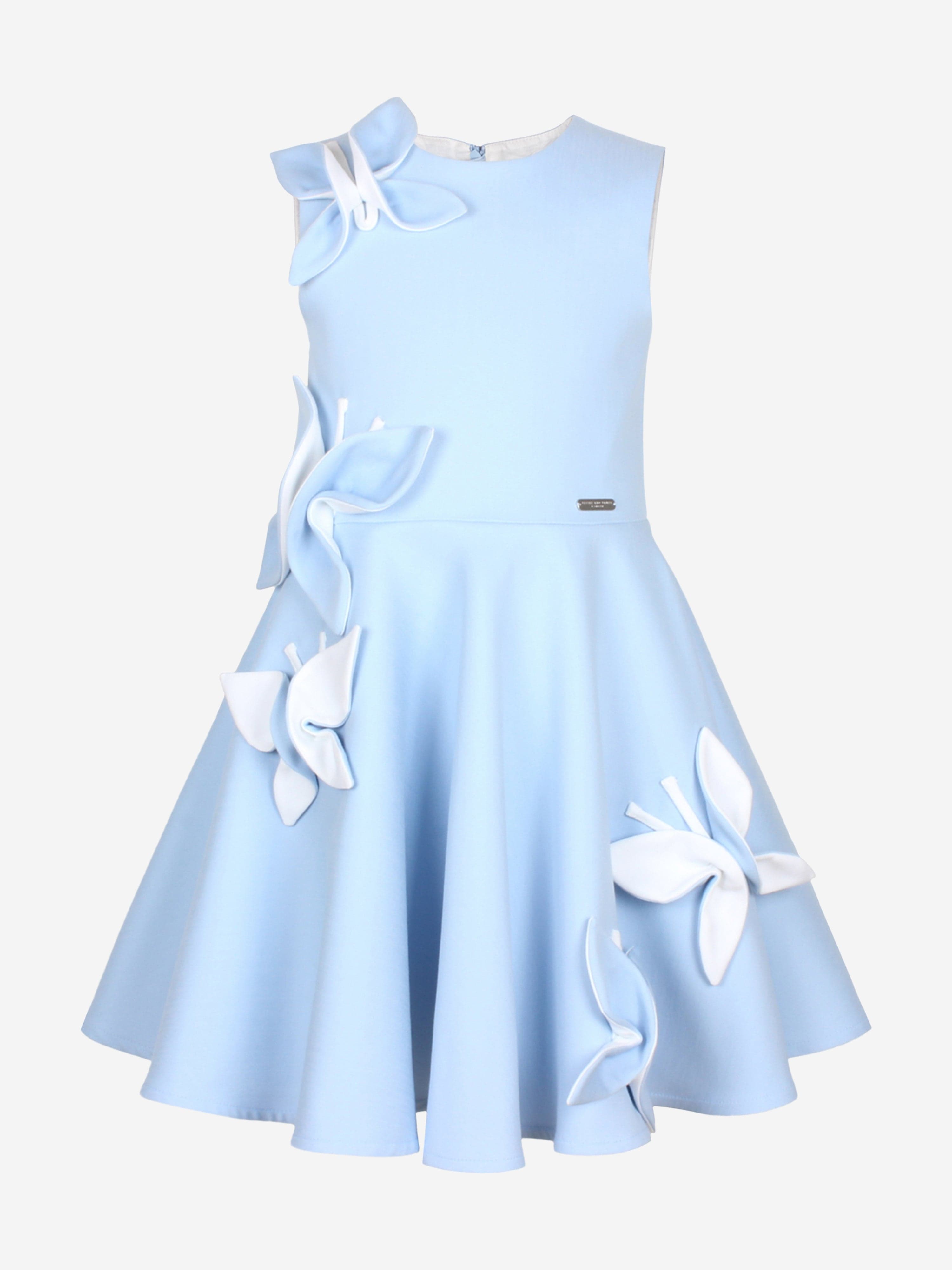 princess polly baby blue dress 287-24 SOFIA Butterfly dress with a binding at the waist - navy blue