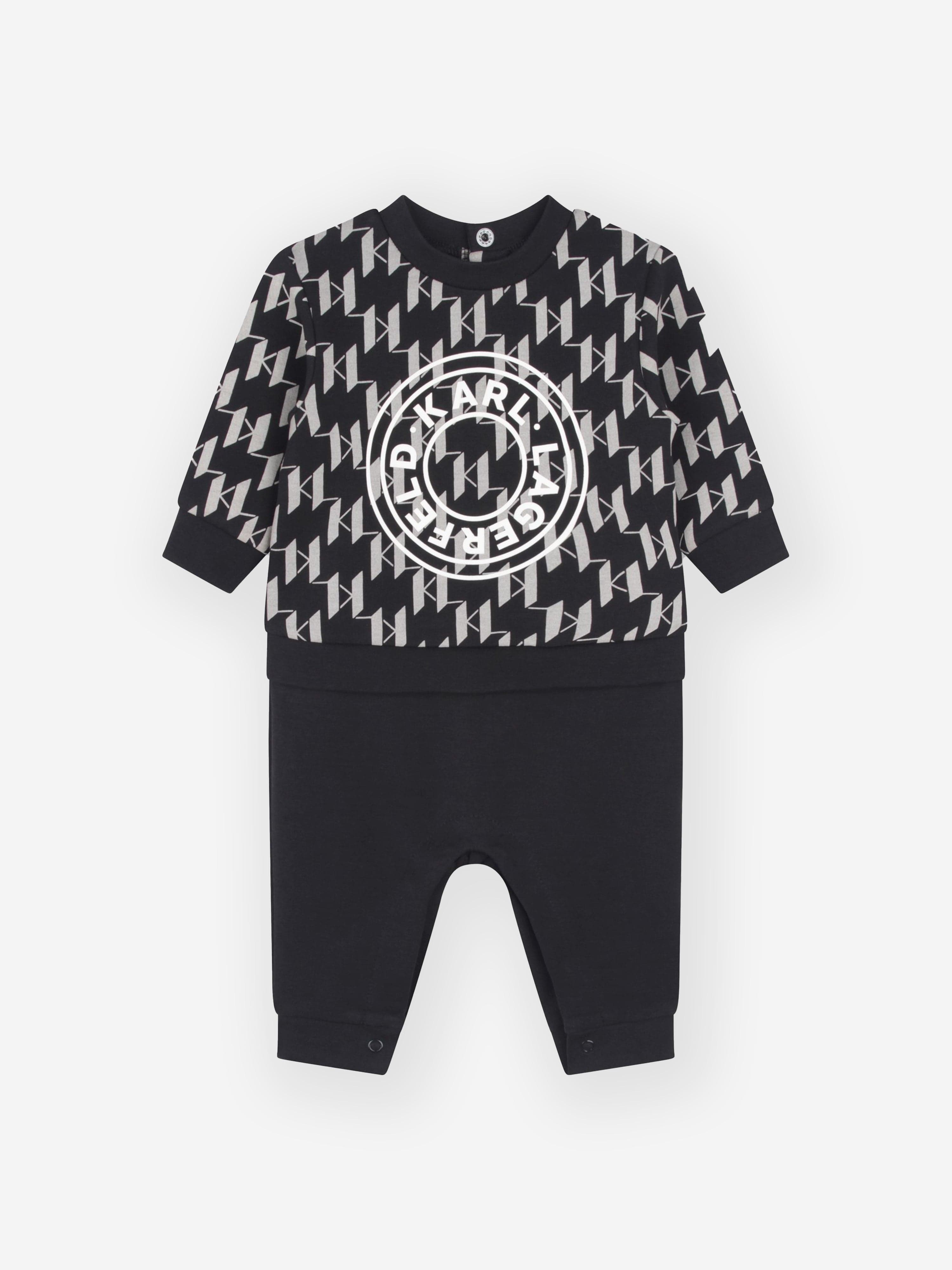 Karl Lagerfeld Baby Boys Logo Print Romper in Black Childsplay Clothing