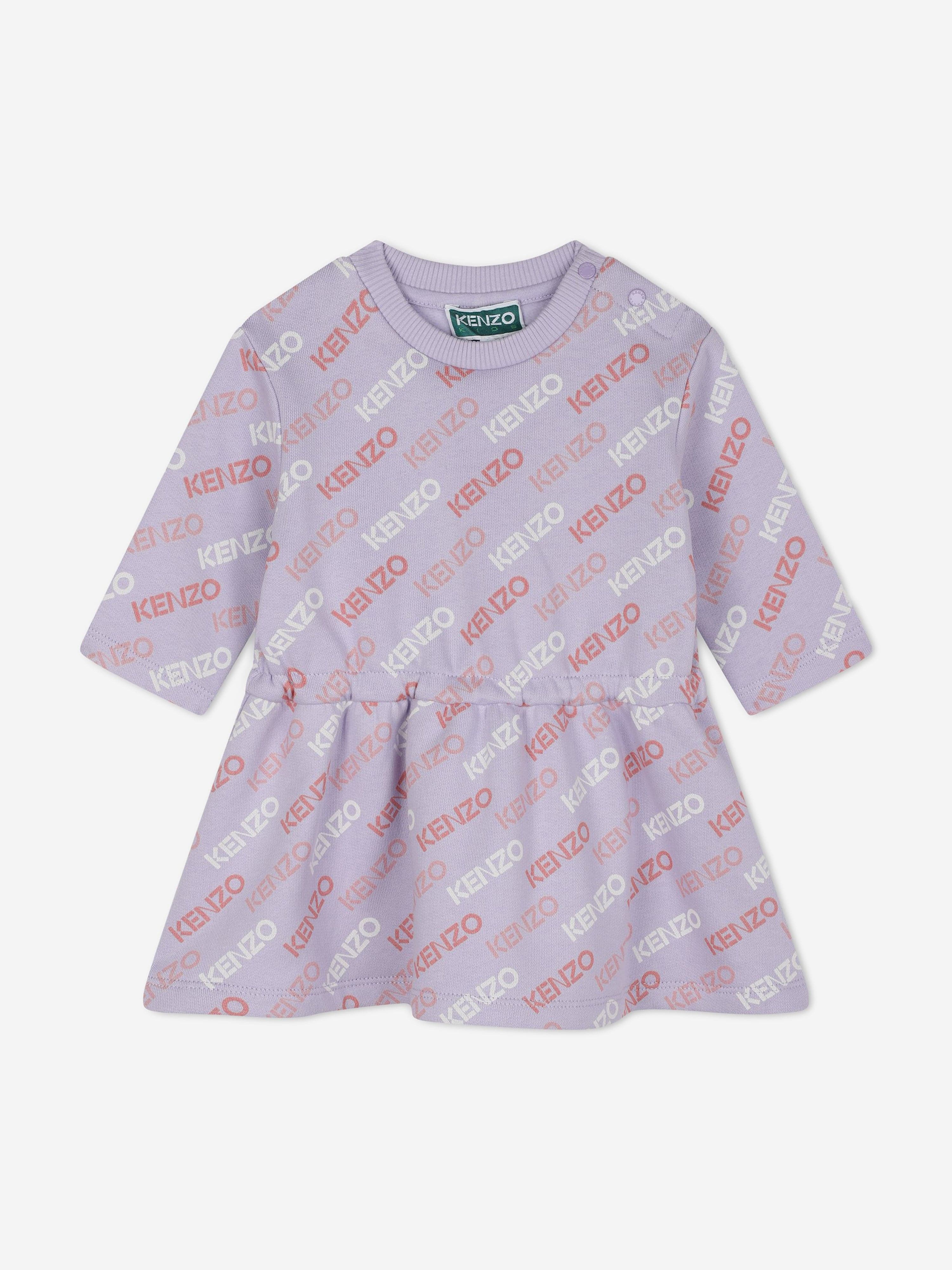 KENZO Baby Girls Logo Sweater Dress in Purple Childsplay Clothing