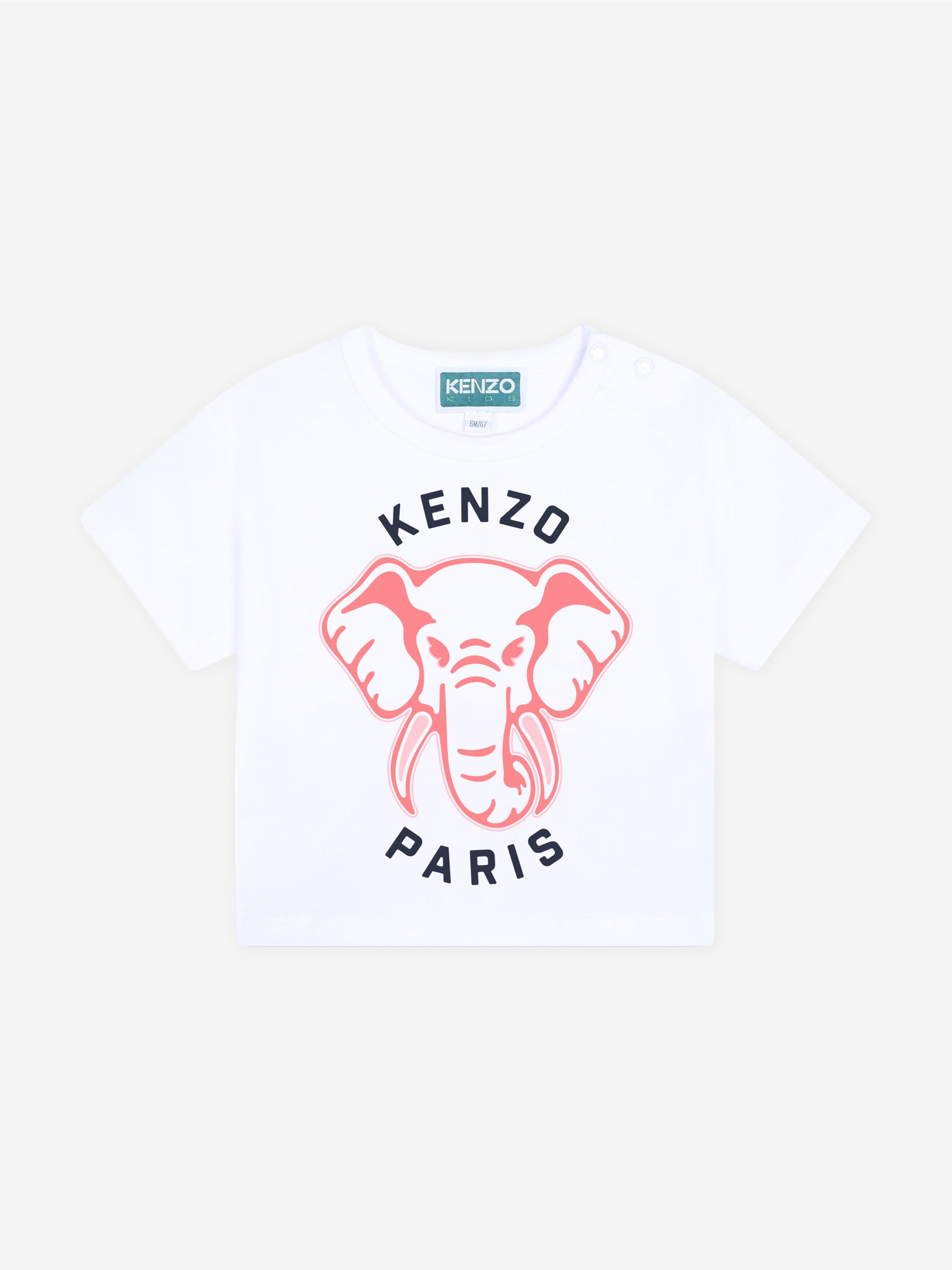 KENZO Baby Girls Elephant Print T Shirt in White