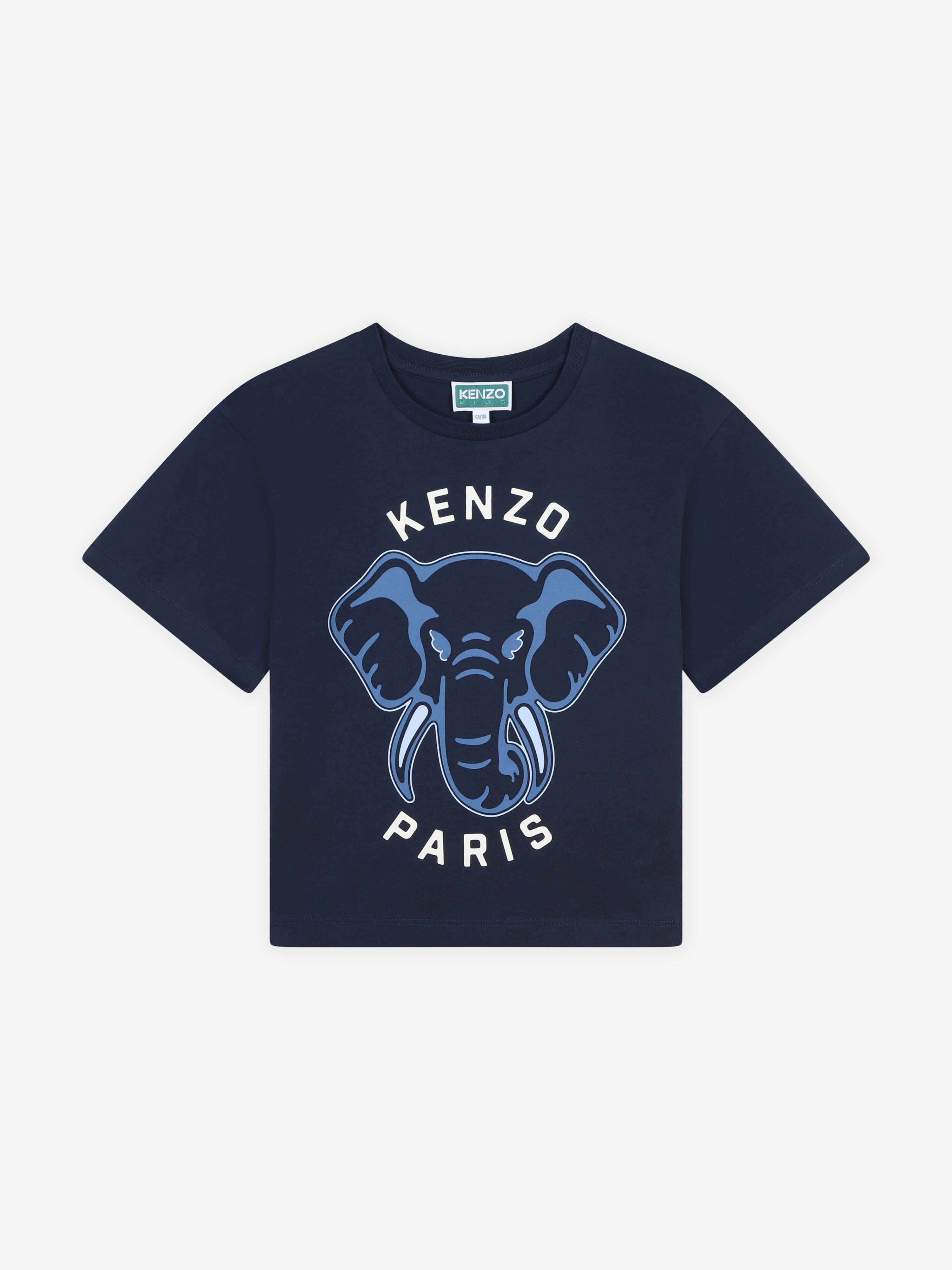 KENZO Girls Elephant Logo T Shirt in Navy Childsplay Clothing