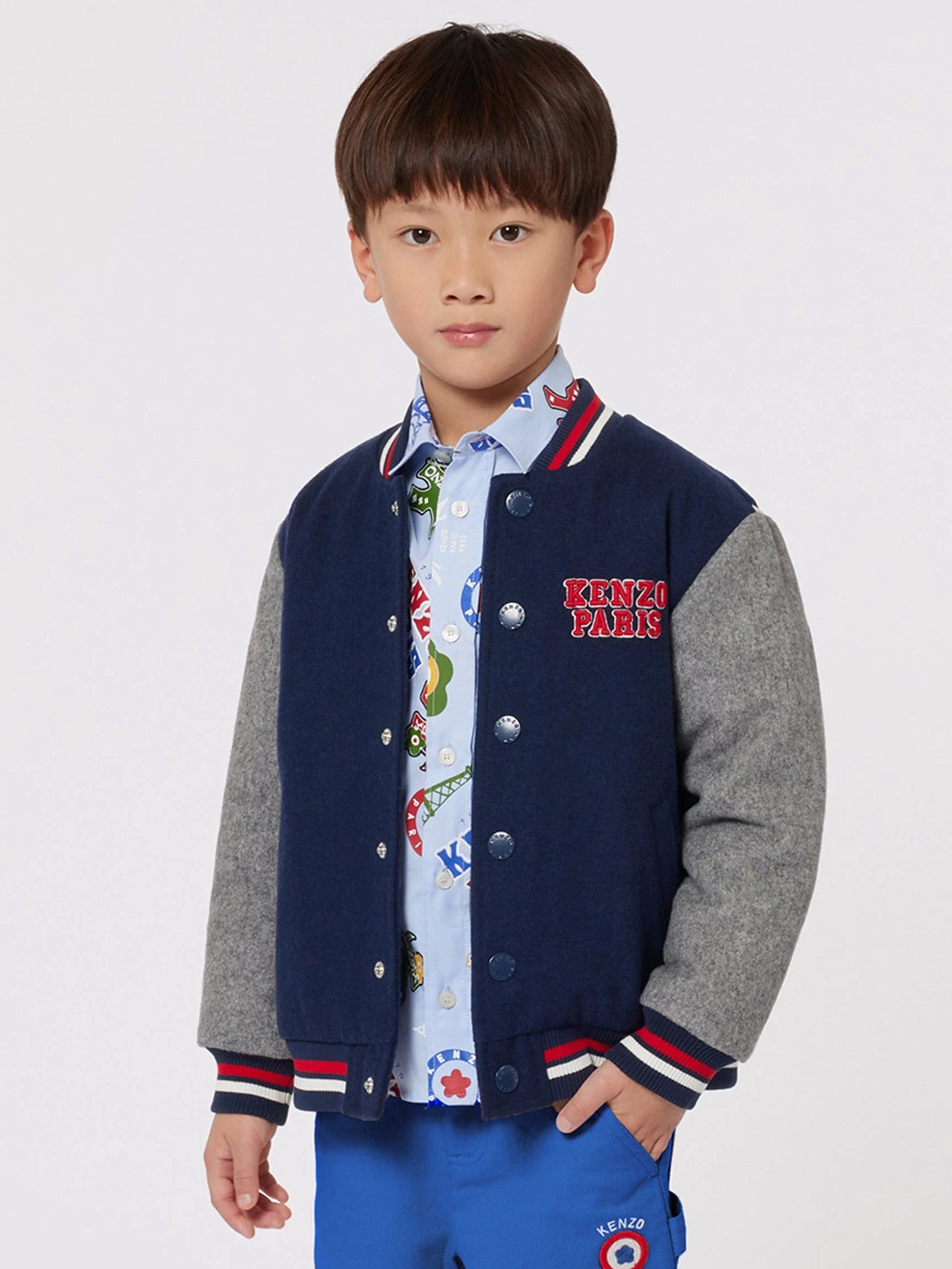 KENZO KIDS KENZO Boys Wool Bomber Jacket in Navy Childsplay Clothing