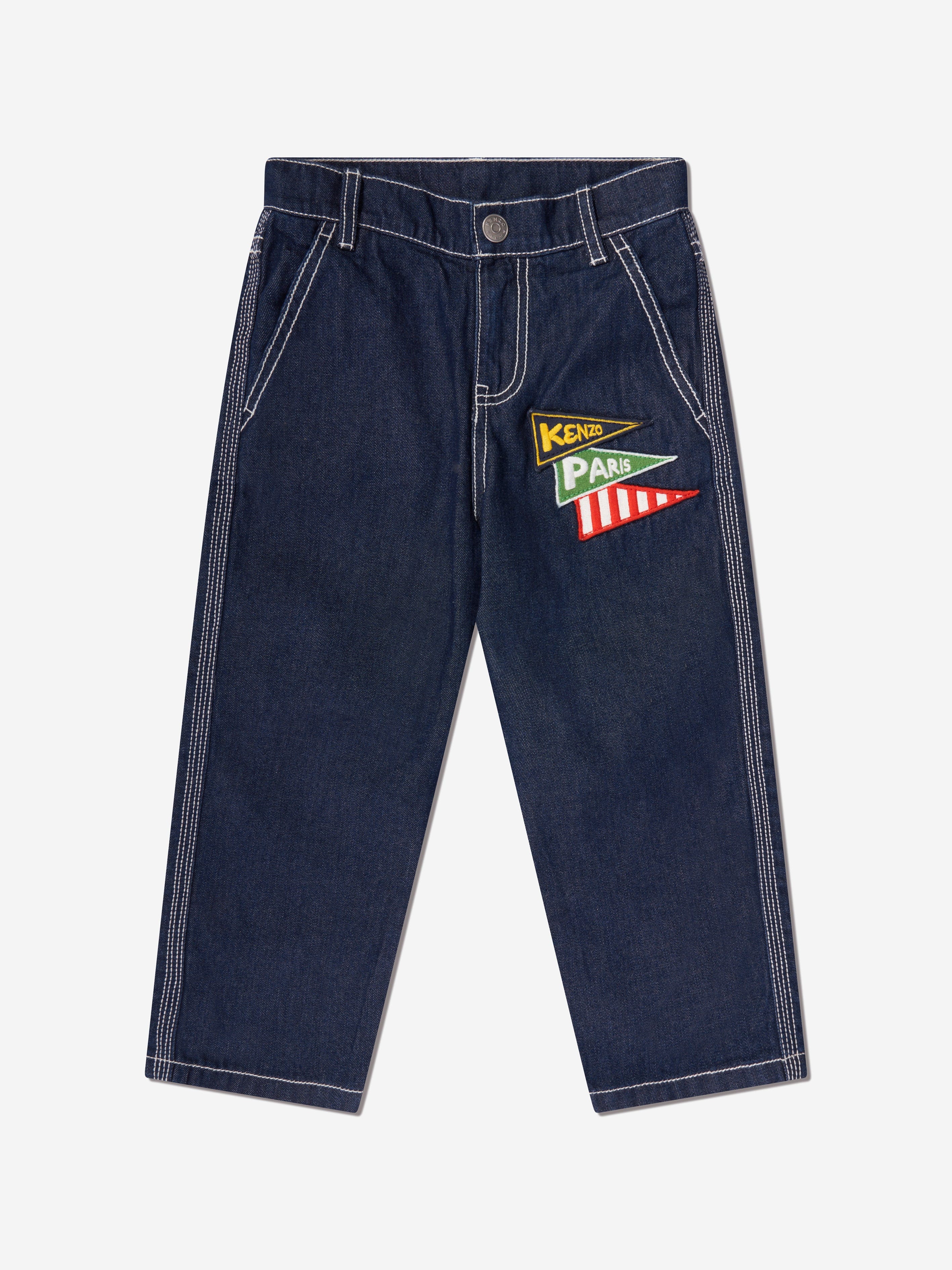 KENZO Boys Jeans With Badges in Blue Childsplay Clothing