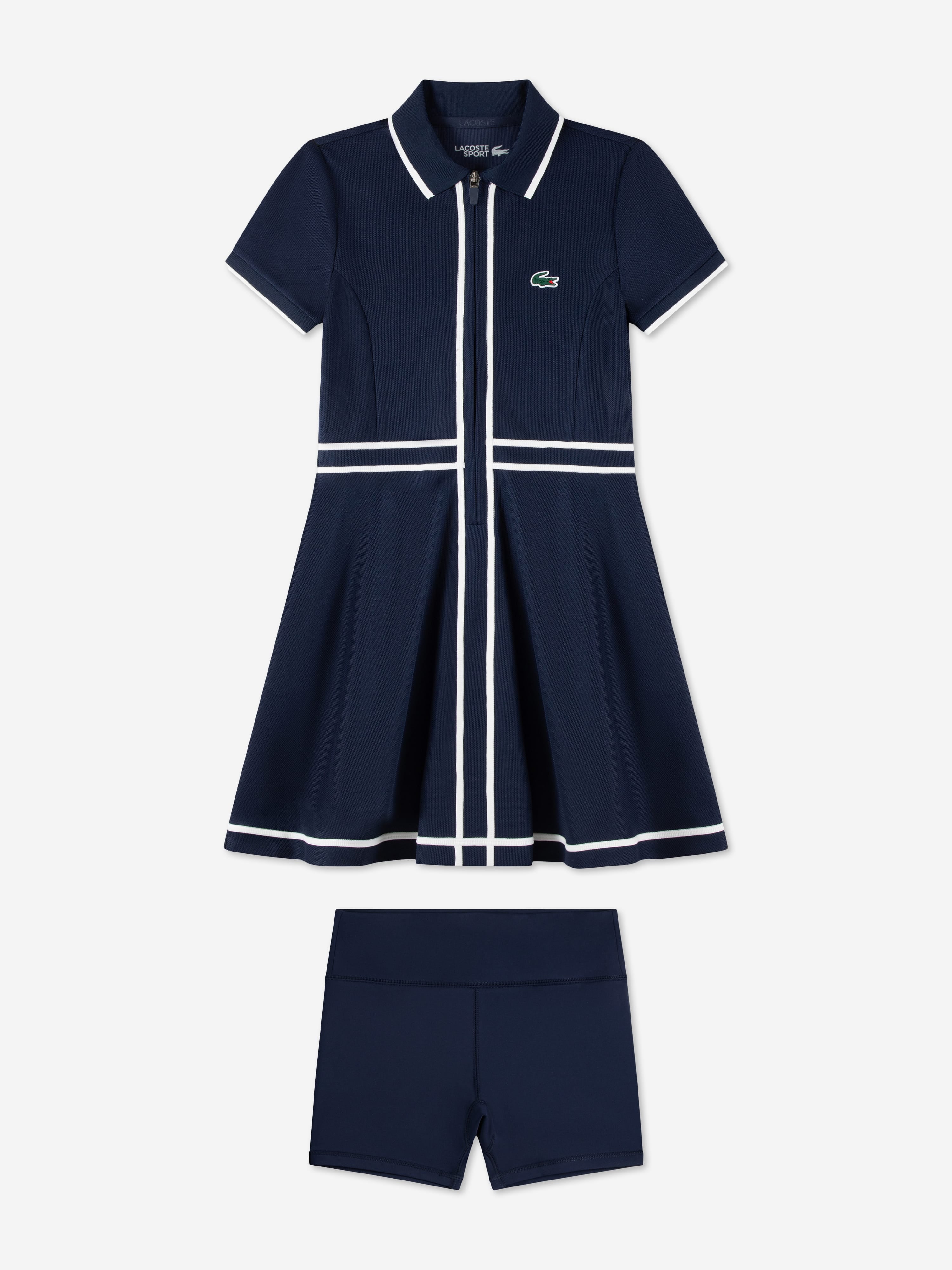 Lacoste Girls Tennis Dress with Shorts in Navy | Designer Girls' Sports Dress