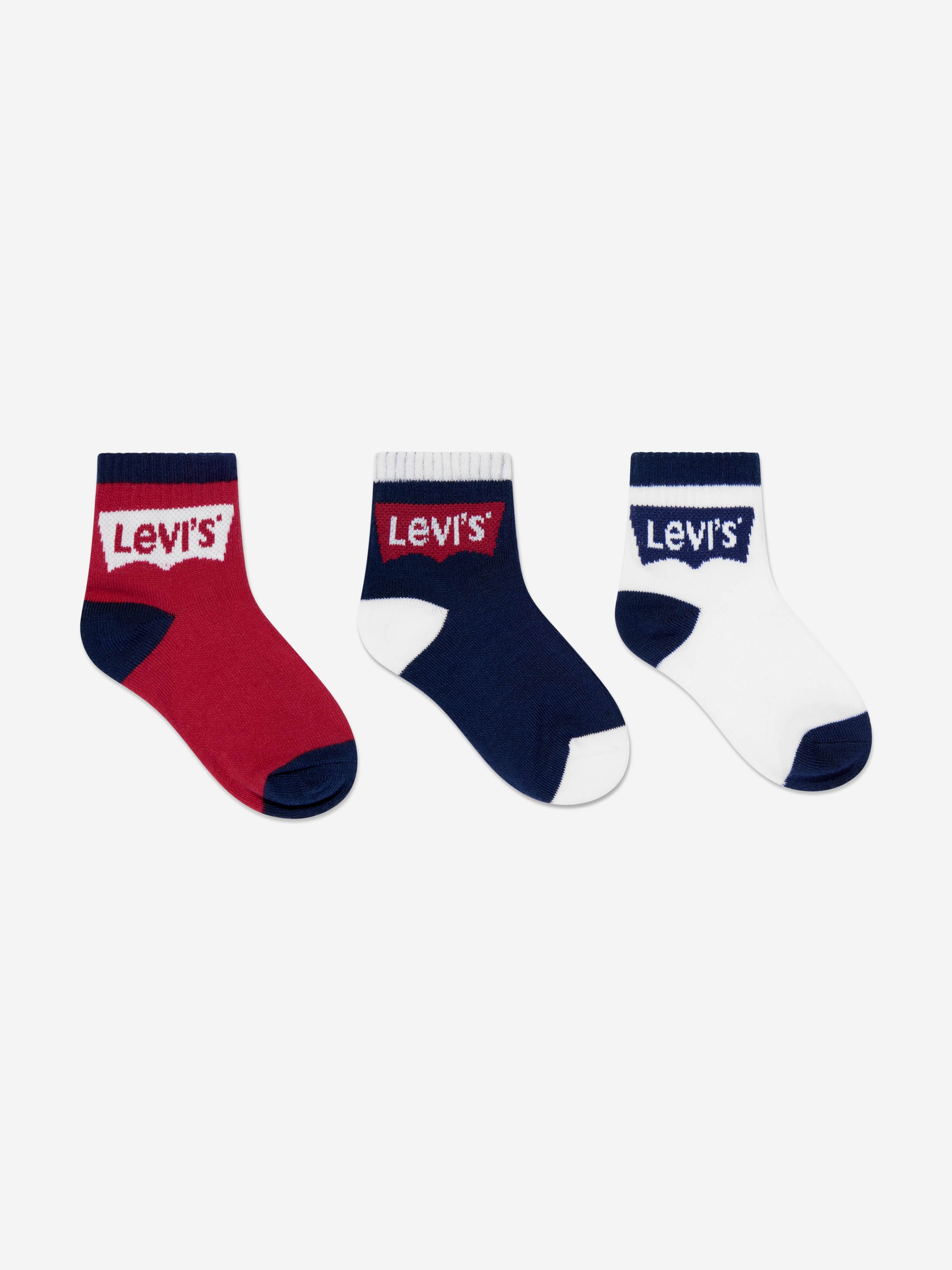 Levi's Boys Batwing Midcut Socks Set (3 Pack) in Navy