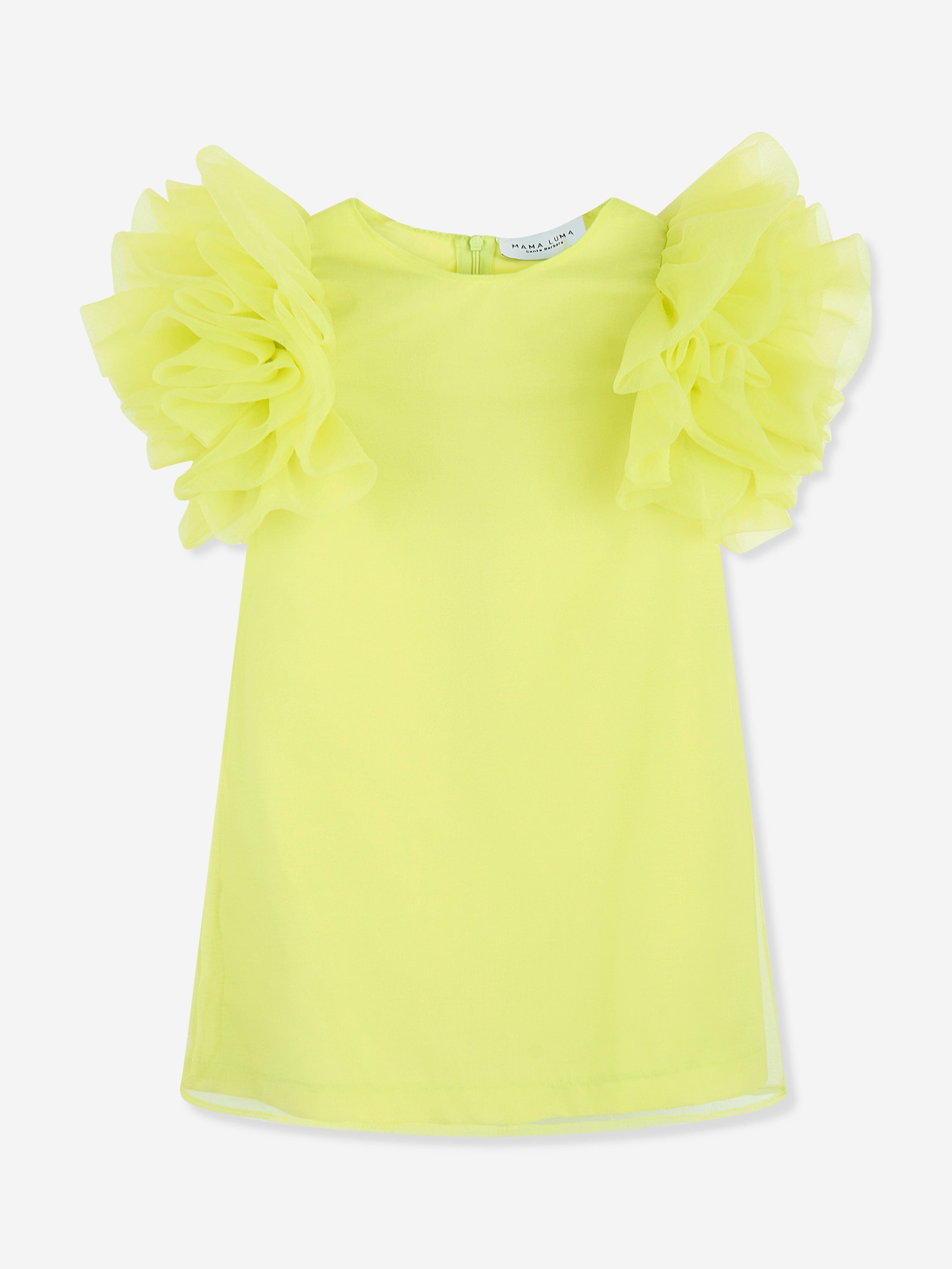 Yellow ruffle sleeve dress new arrivals