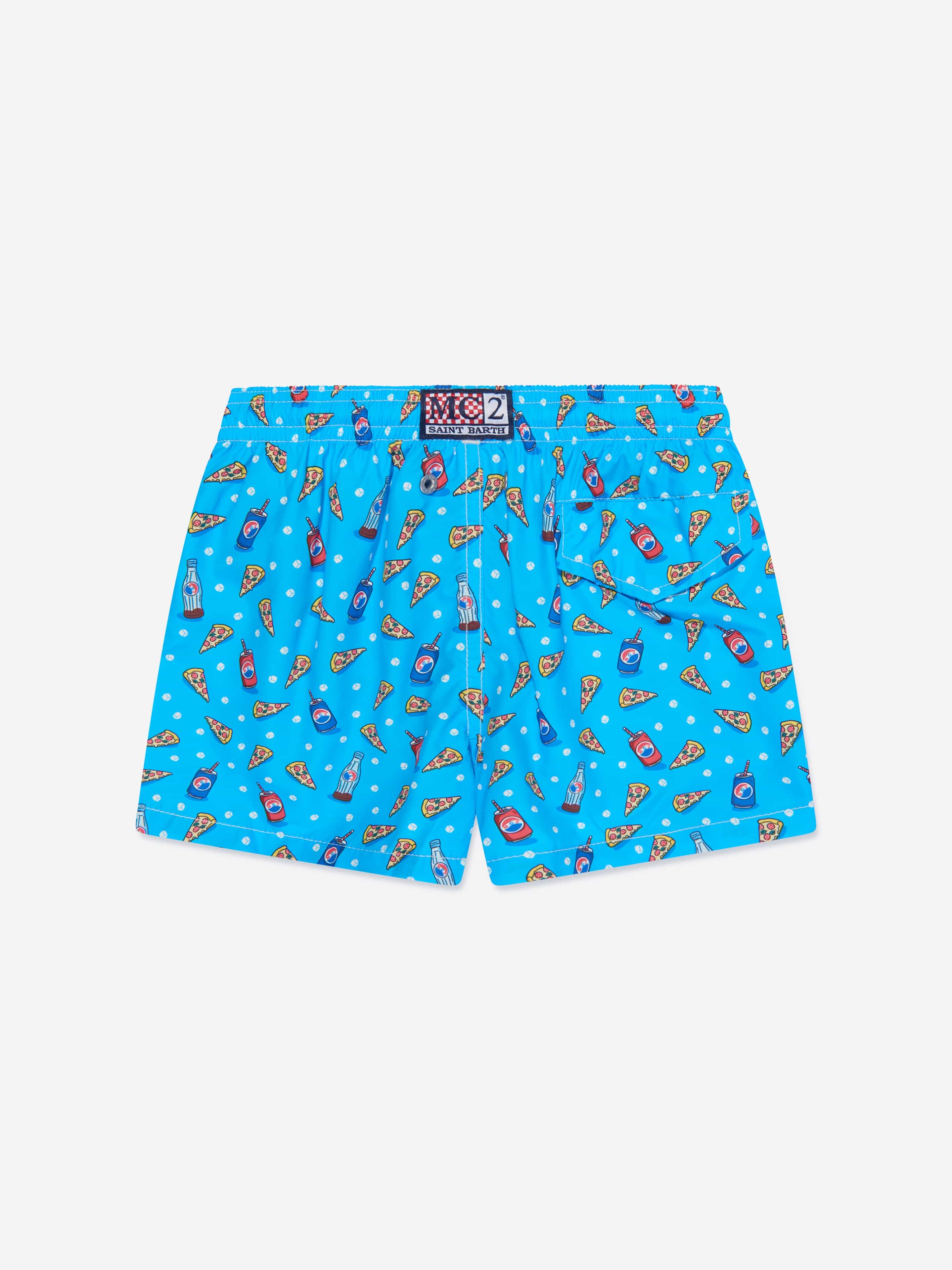 MC2 Saint Barth Boys Pizza Style Swim Shorts in Blue Childsplay Clothing