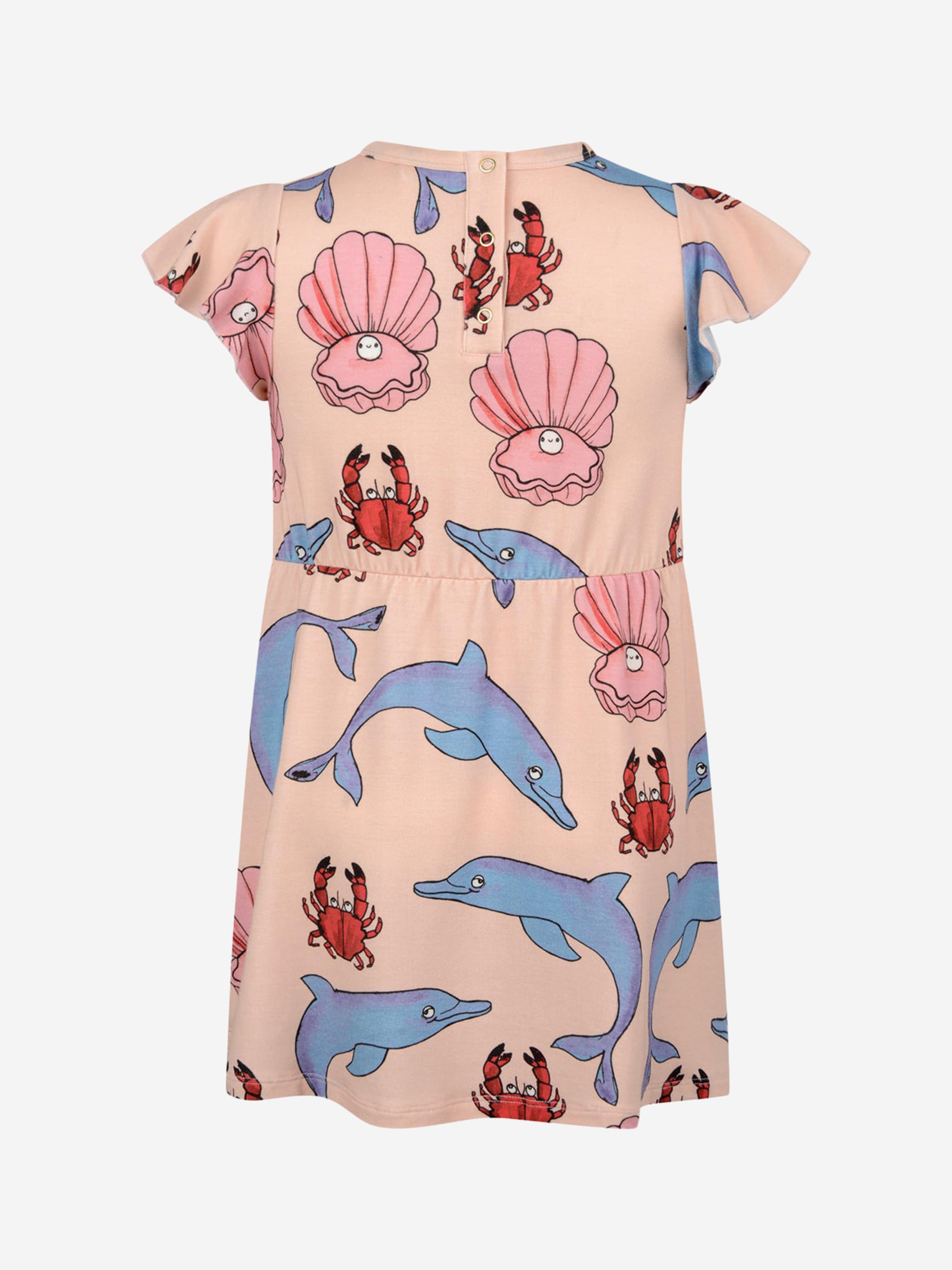 Mini Rodini Girls Pink Cotton Dolphin Print Dress Childsplay Clothing