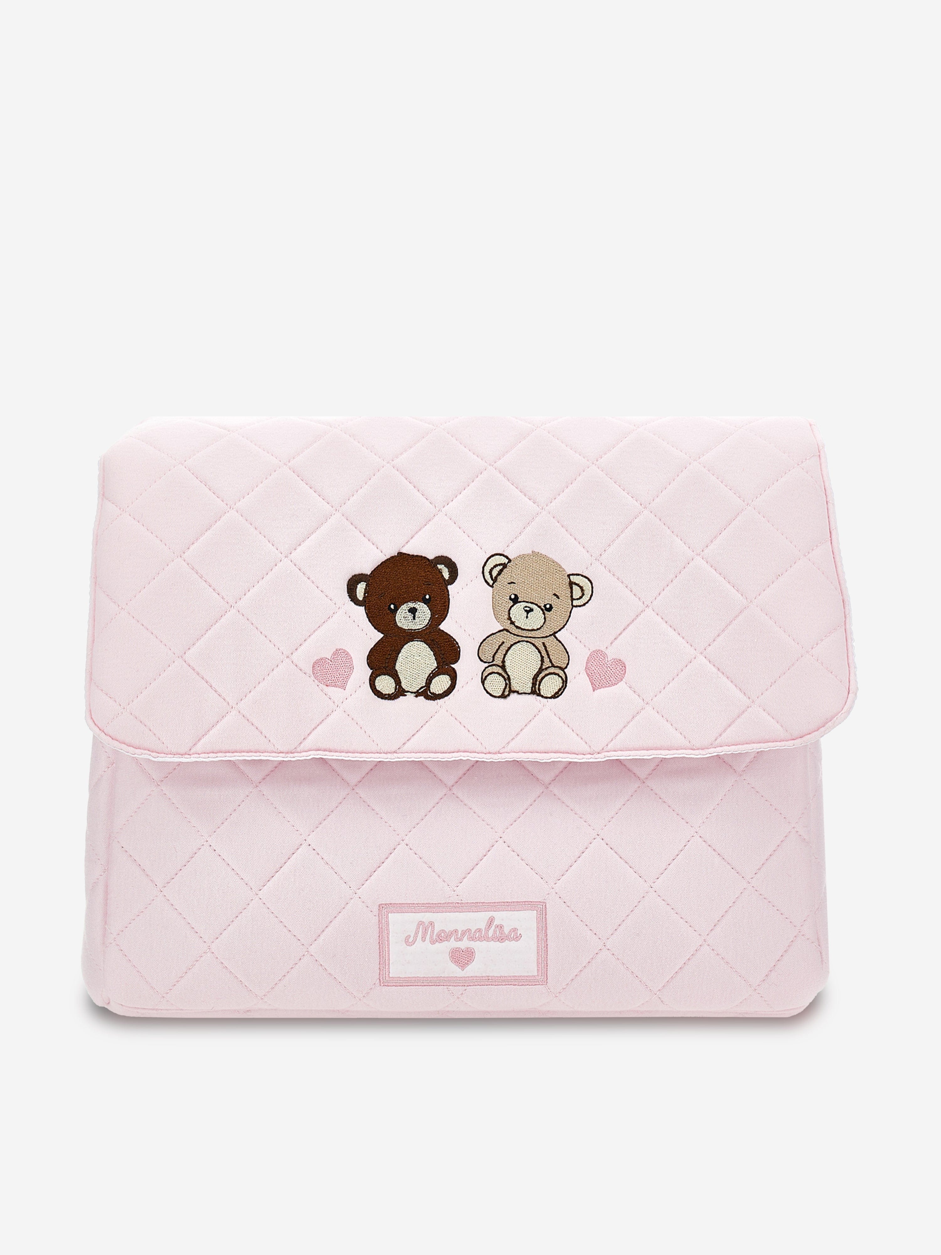 Monnalisa Baby Girls Teddy Bear Changing Bag in Pink 34cm Childsplay Clothing