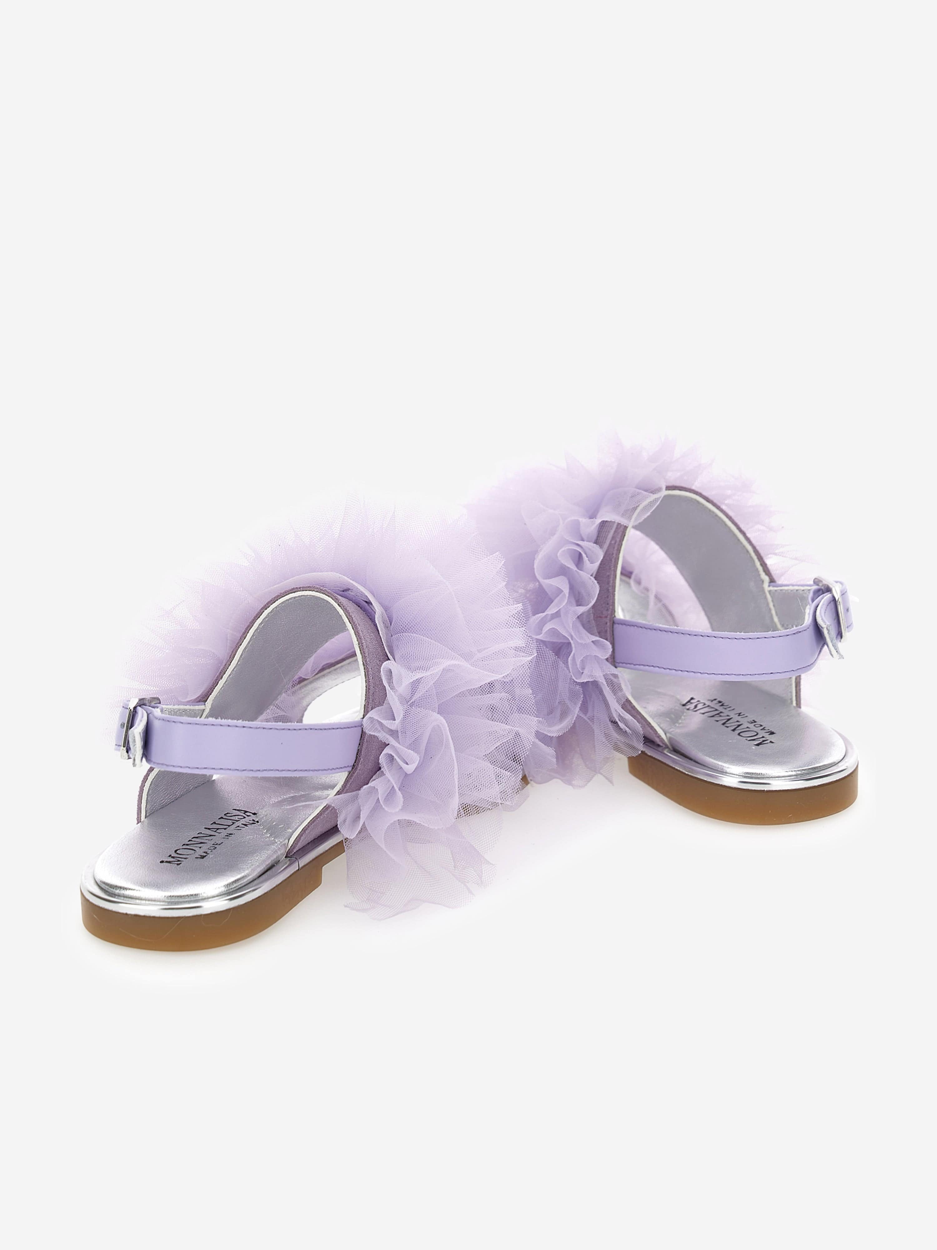 Monnalisa Monnalisa Girls Ruched Tulle Sandals in Purple