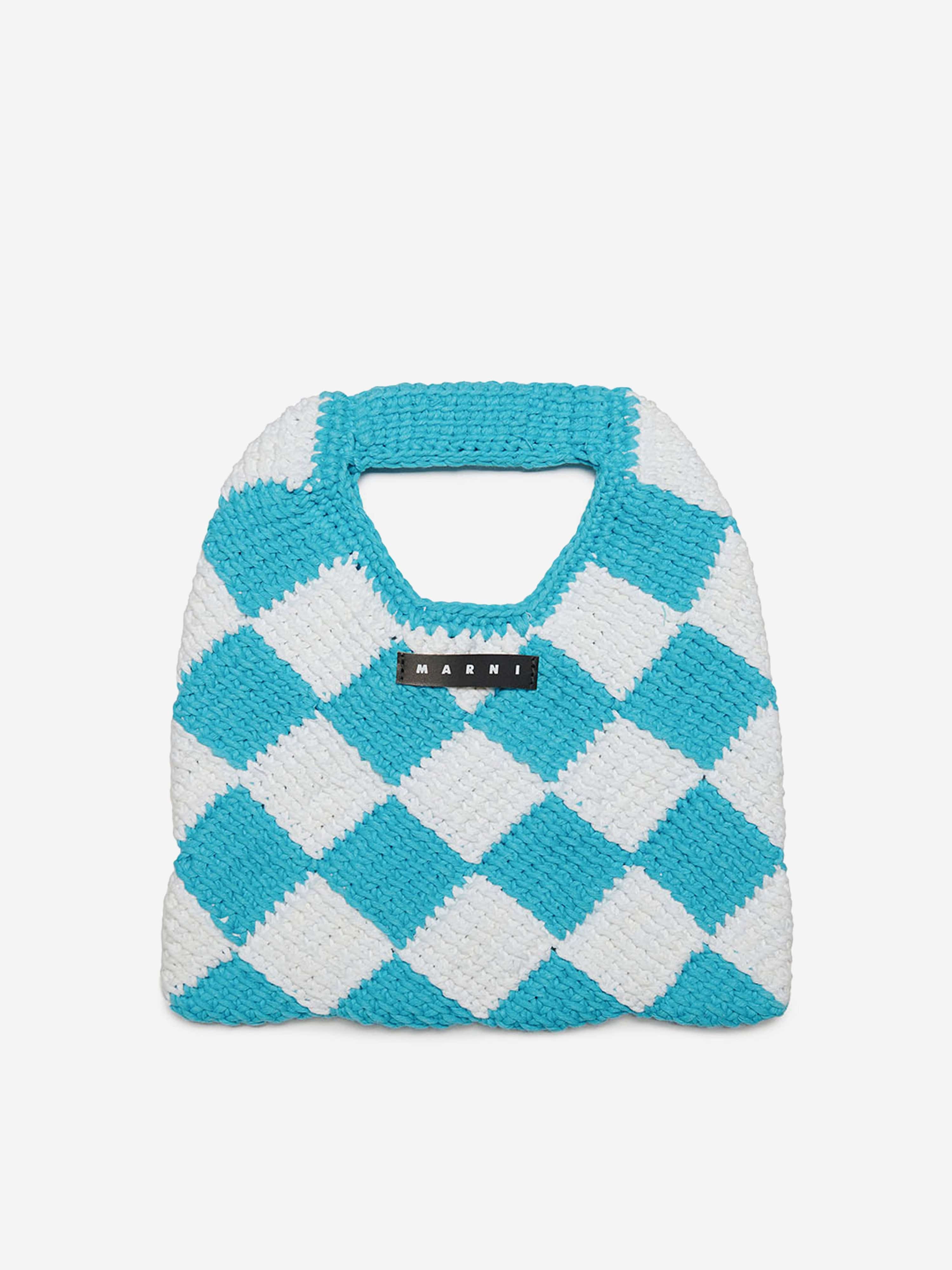 MARNI KIDS MARNI Girls Diamond Crochet Bag in Blue (25cm