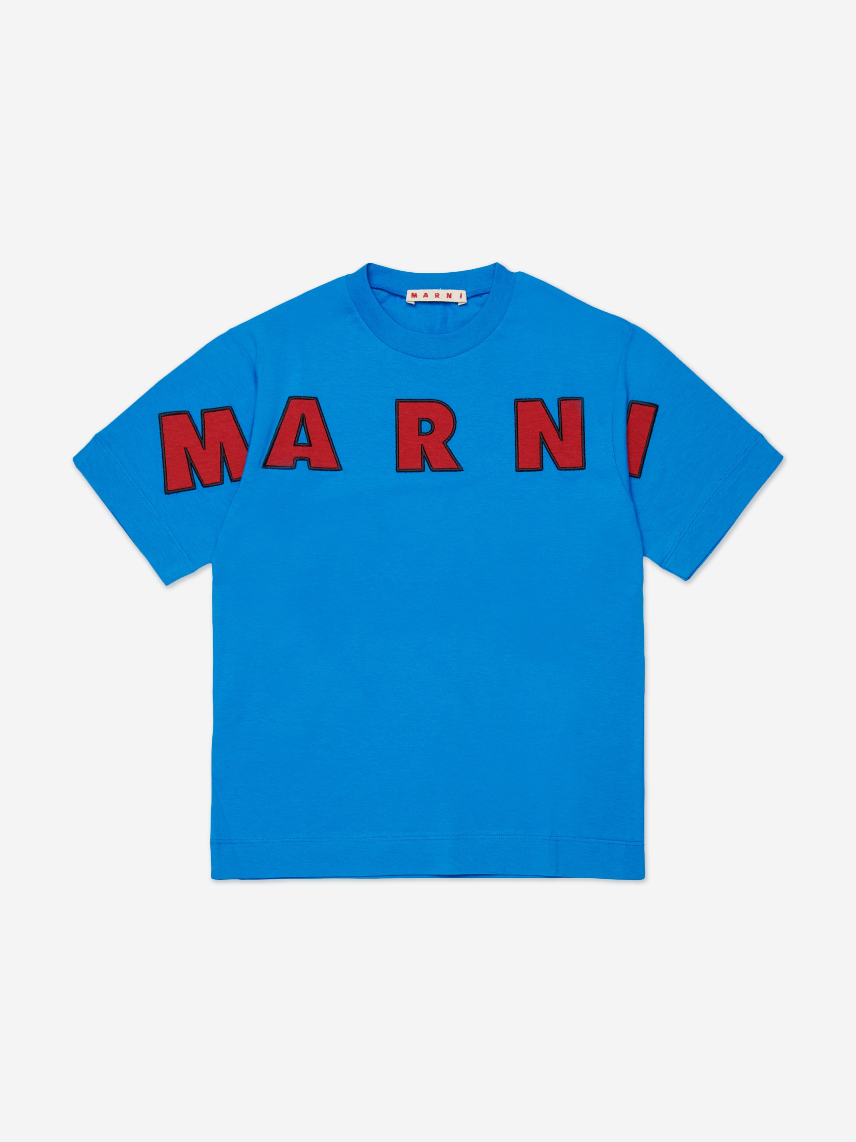 MARNI Kids Logo T-Shirt in Blue | Childsplay Clothing MARNI Kids Logo T-Shirt in Blue | Childsplay Clothing