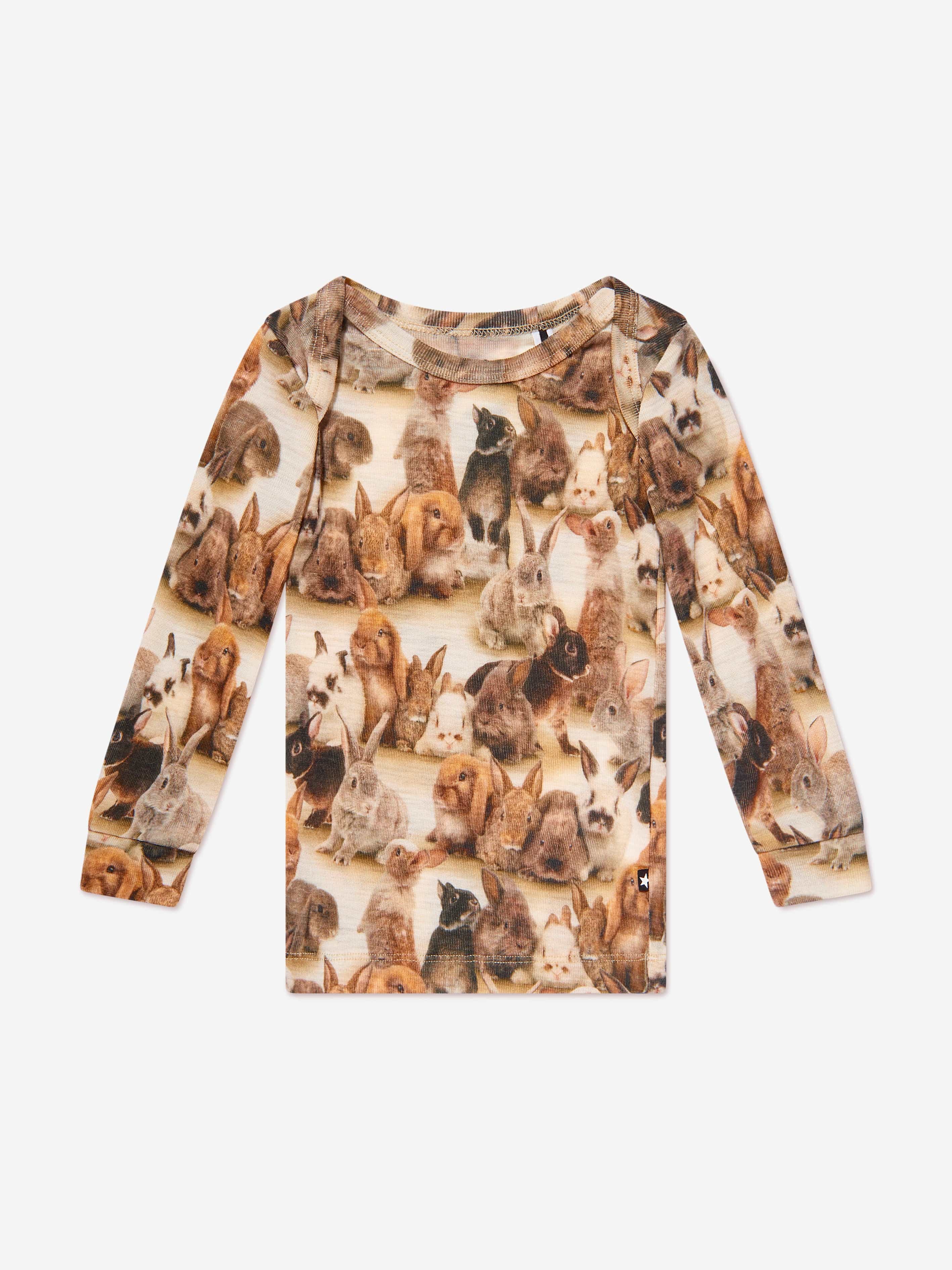 Molo Kids Long Sleeve Rabbits T-Shirt in Beige | Childsplay Clothing