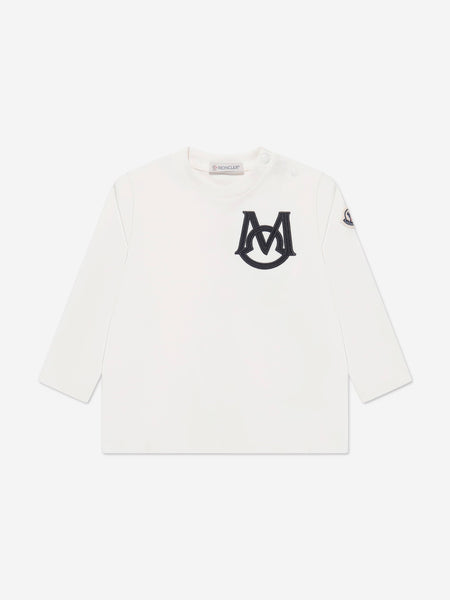 Baby Boys Long Sleeve Logo T Shirt in Ivory Childsplay Clothing