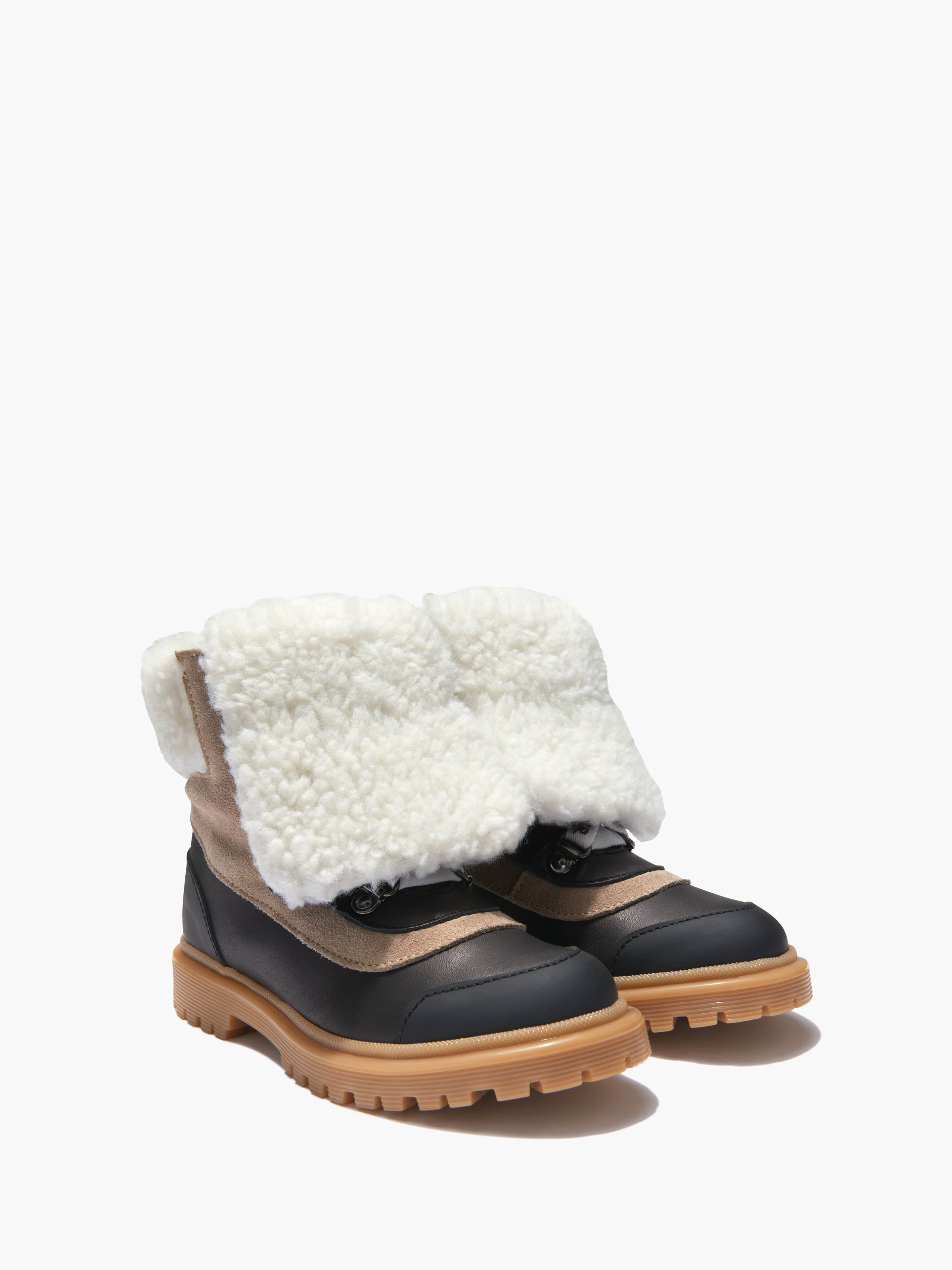 Moncler Leather Fleece Lined Boots