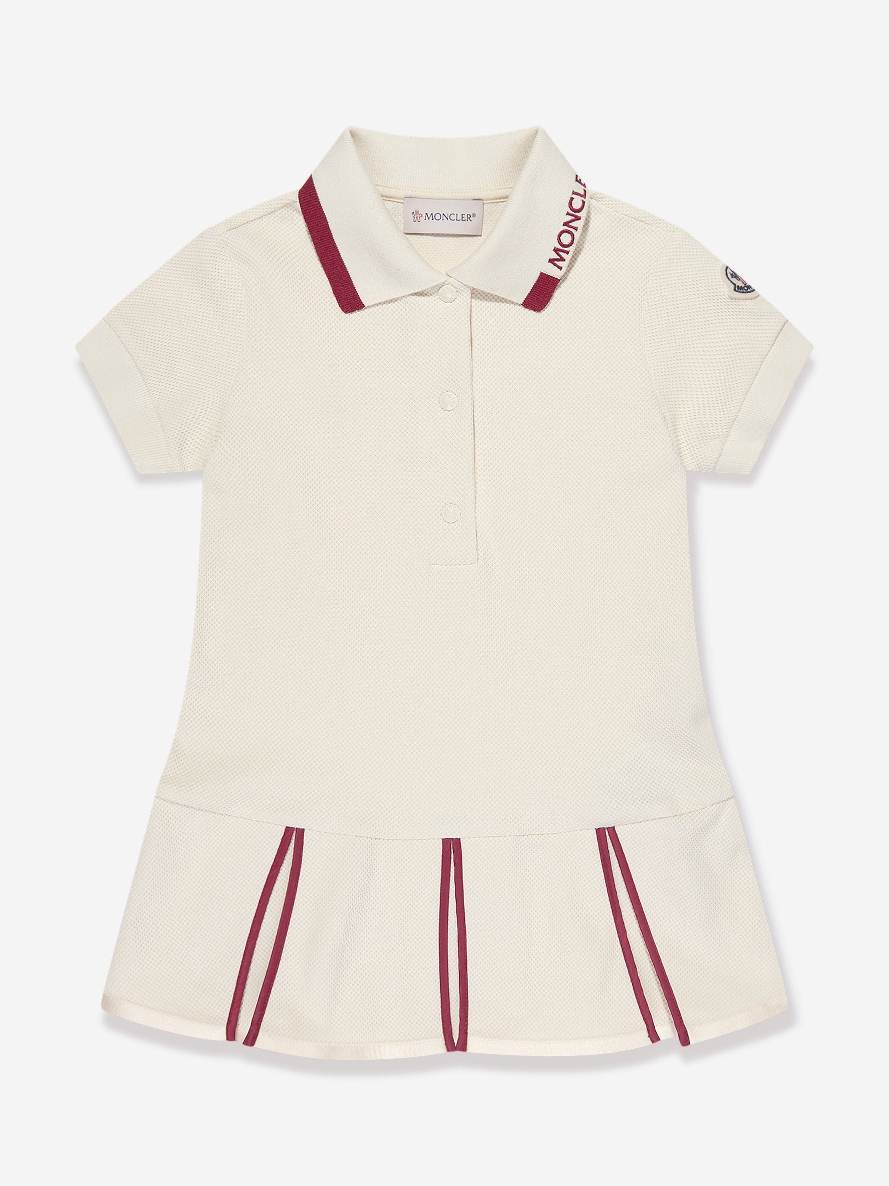 Moncler Enfant Girls Logo Polo Dress in Ivory Childsplay Clothing