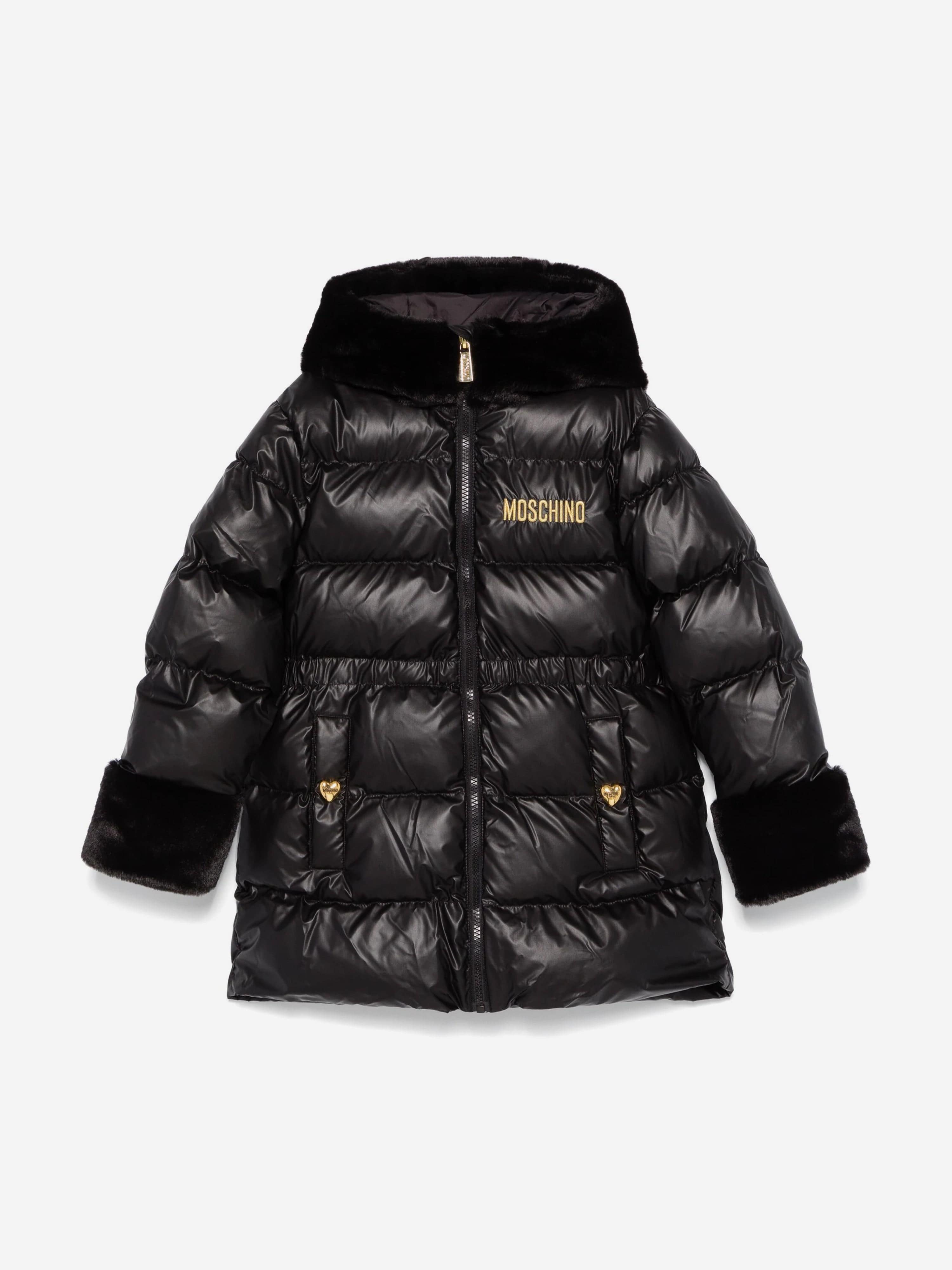 Moschino Girls Logo Puffer Jacket in Black Childsplay Clothing
