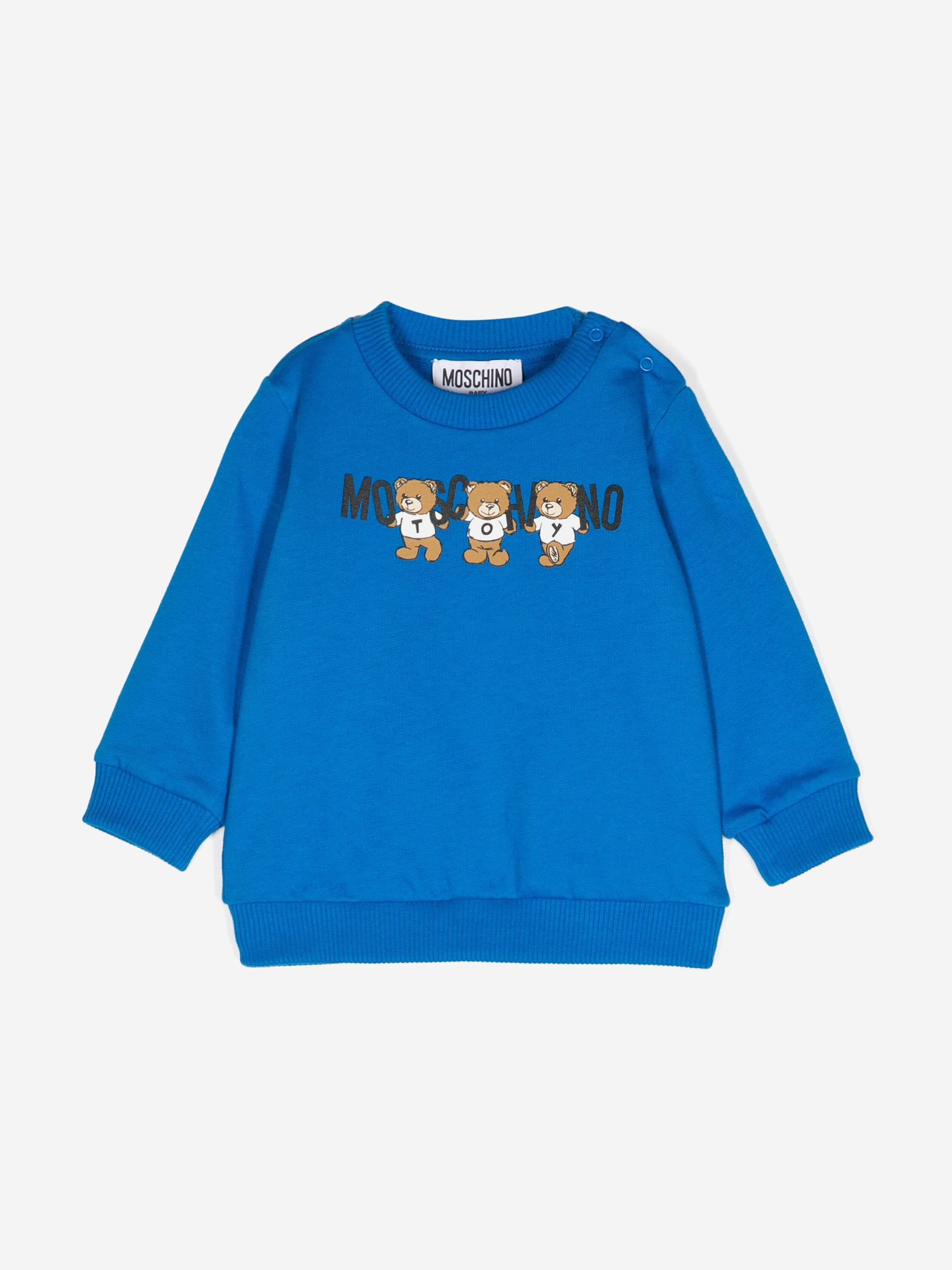 Moschino Baby Bear Logo Sweatshirt in Blue Childsplay Clothing