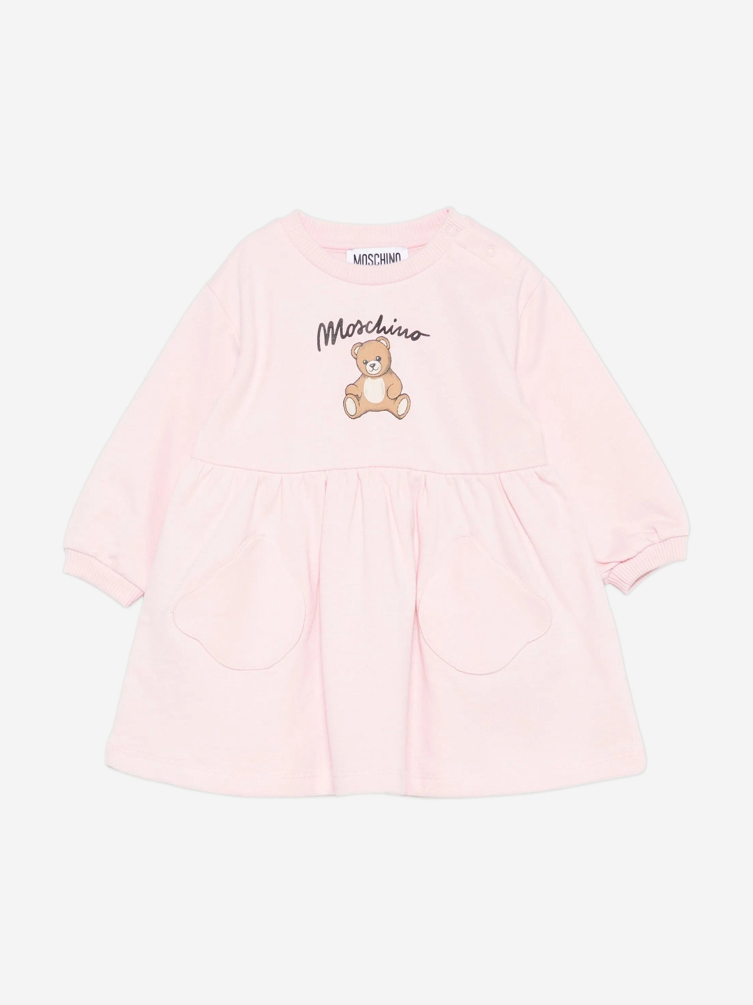Moschino Kids Moschino Baby Girls Teddy Bear Sweater Dress in Pink