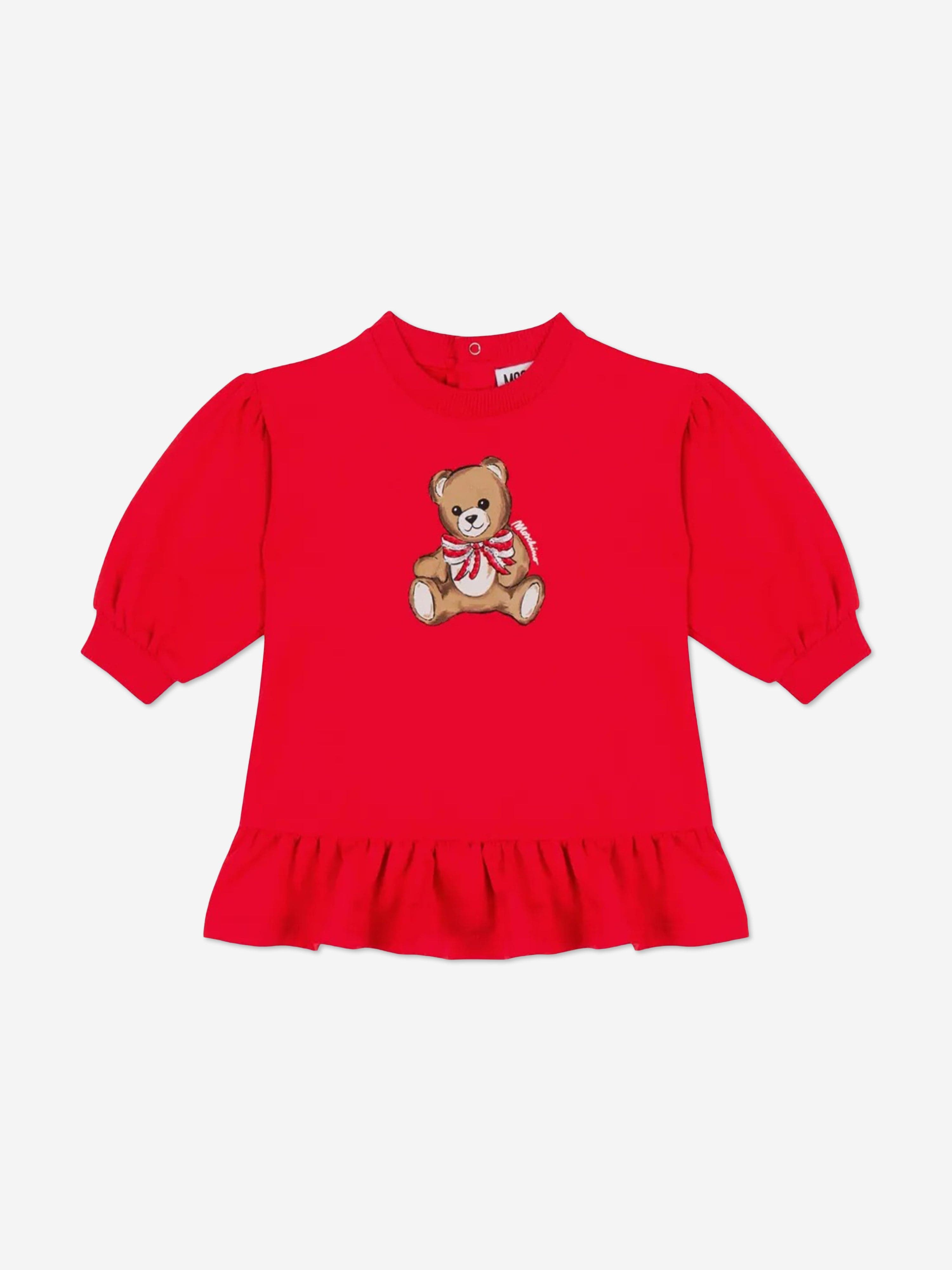 Moschino Kids Moschino Baby Girls Teddy Bear Sweater Dress in Red