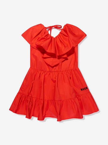Girls Ruffle Dress in Red