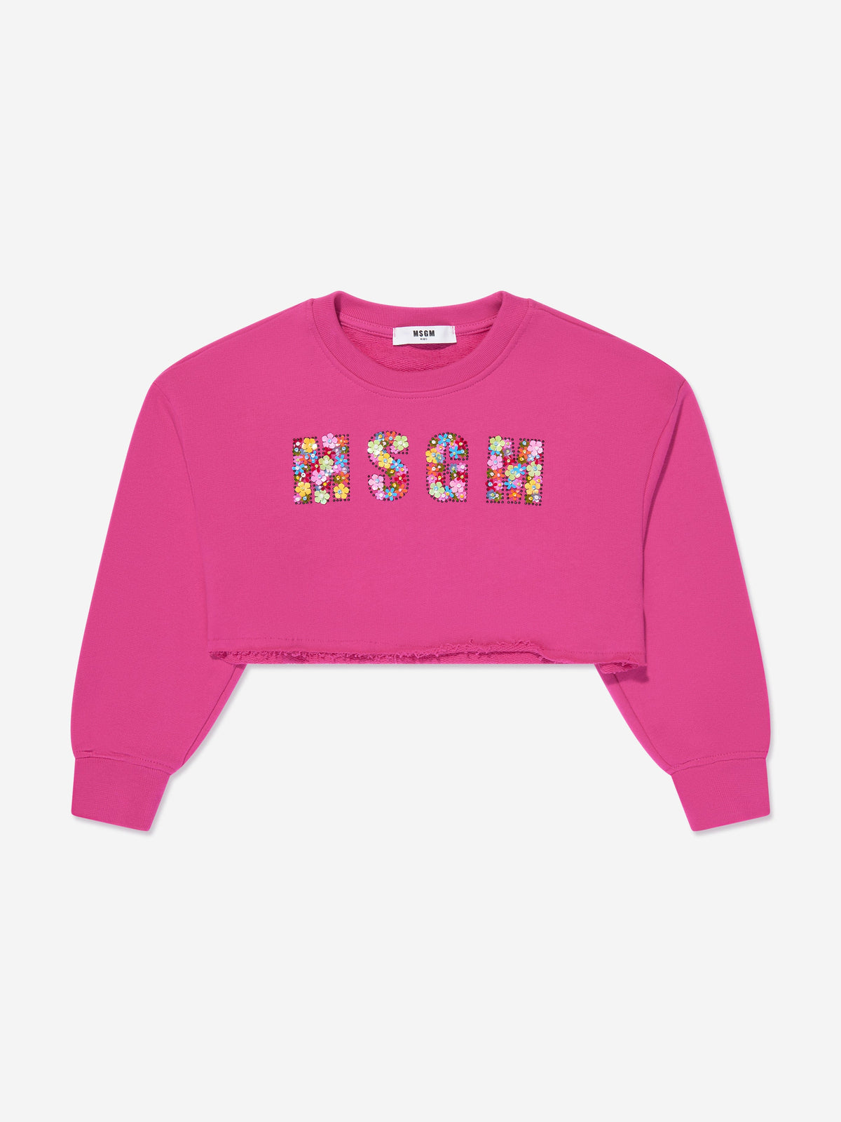 MSGM Girls Cropped Logo Sweatshirt in Pink