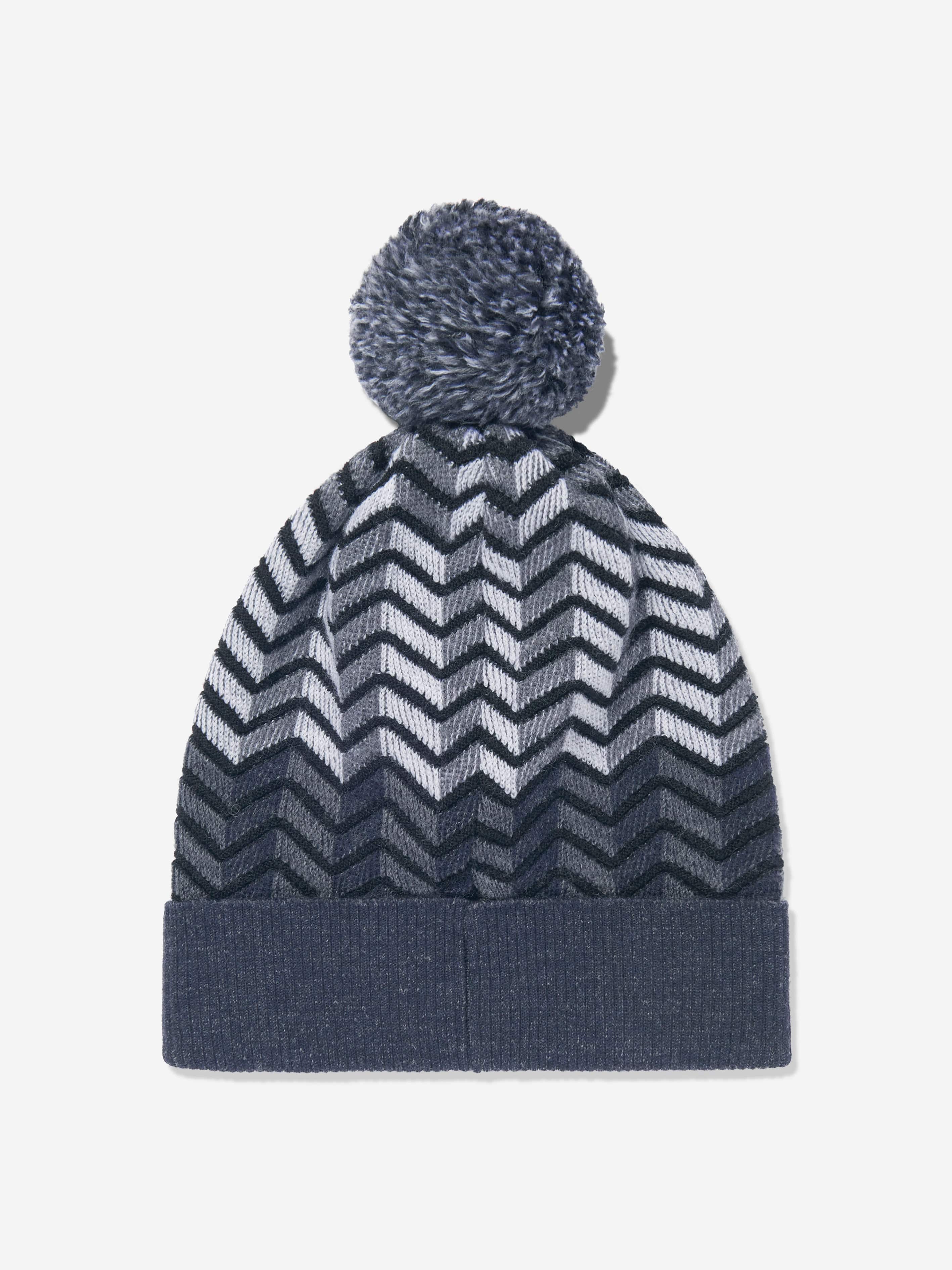 Missoni Boys Wool Zigzag Bobble Hat in Black | Childsplay Clothing