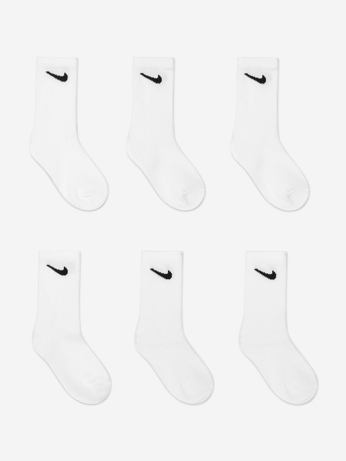 Nike Kids Basic Crew Socks Set (6 Pack) in White