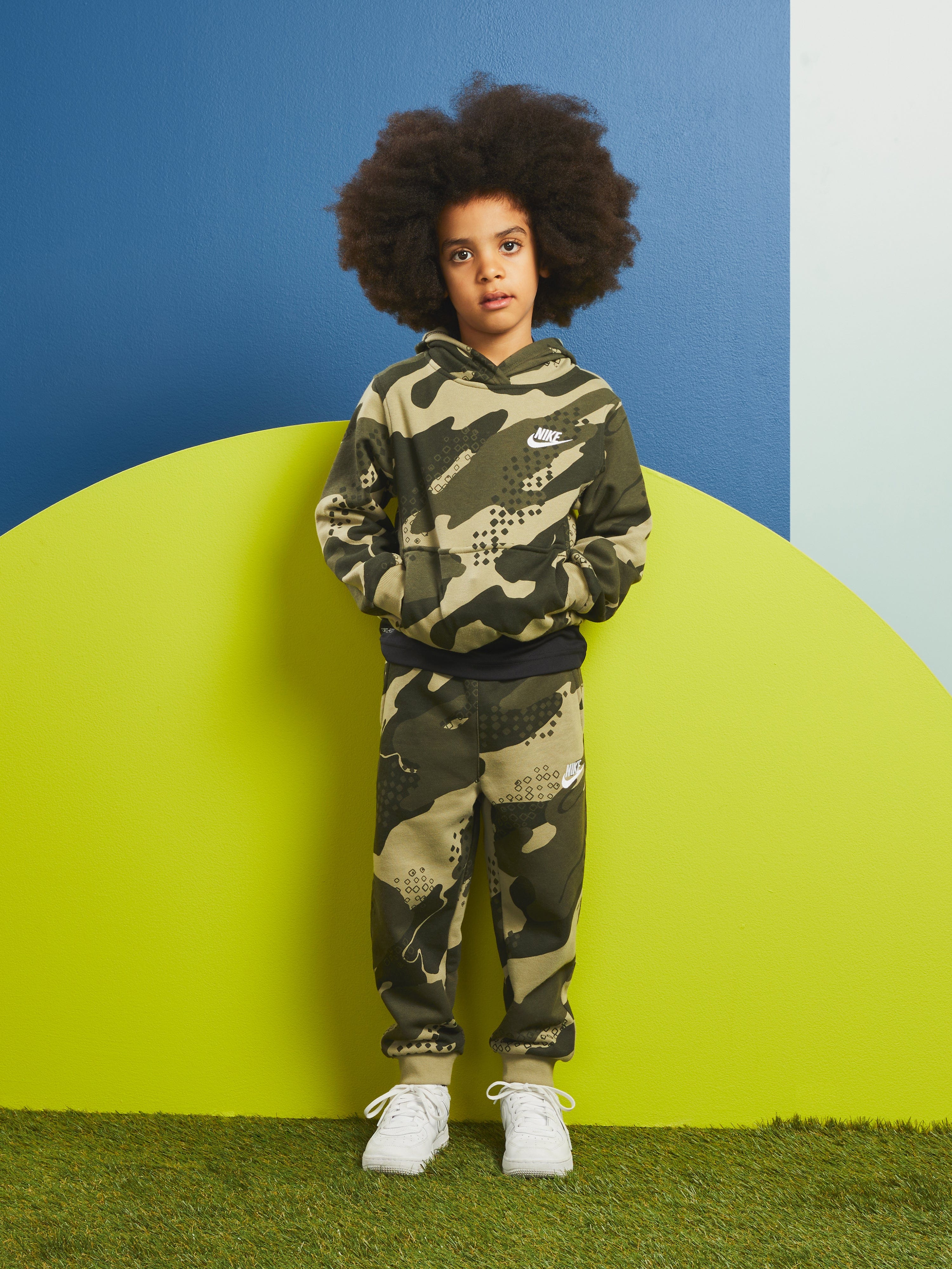 Nike club camo hoodie in green top