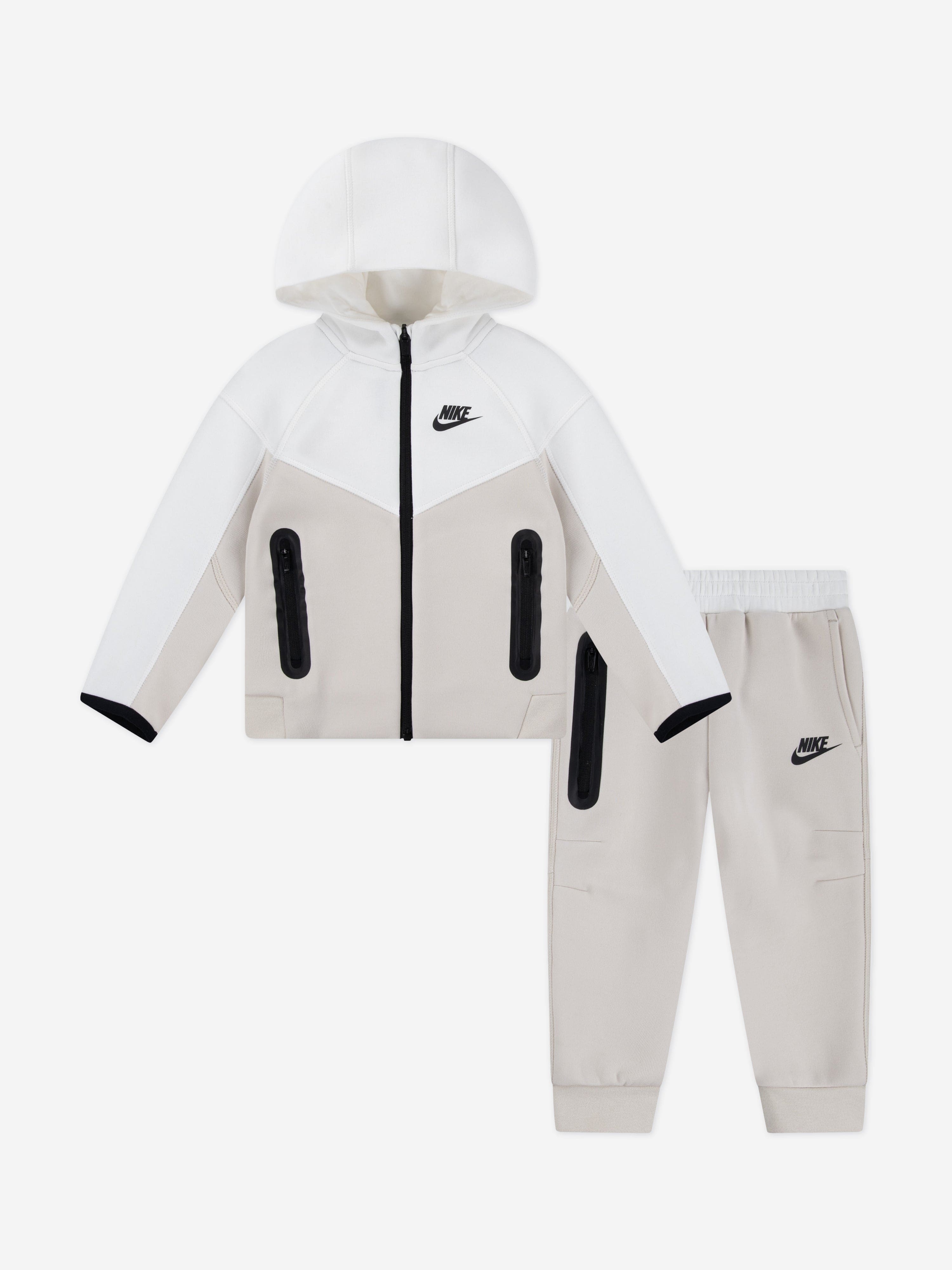 Nike Nike Kids Tech Fleece Hooded Full Zip Tracksuit in Beige