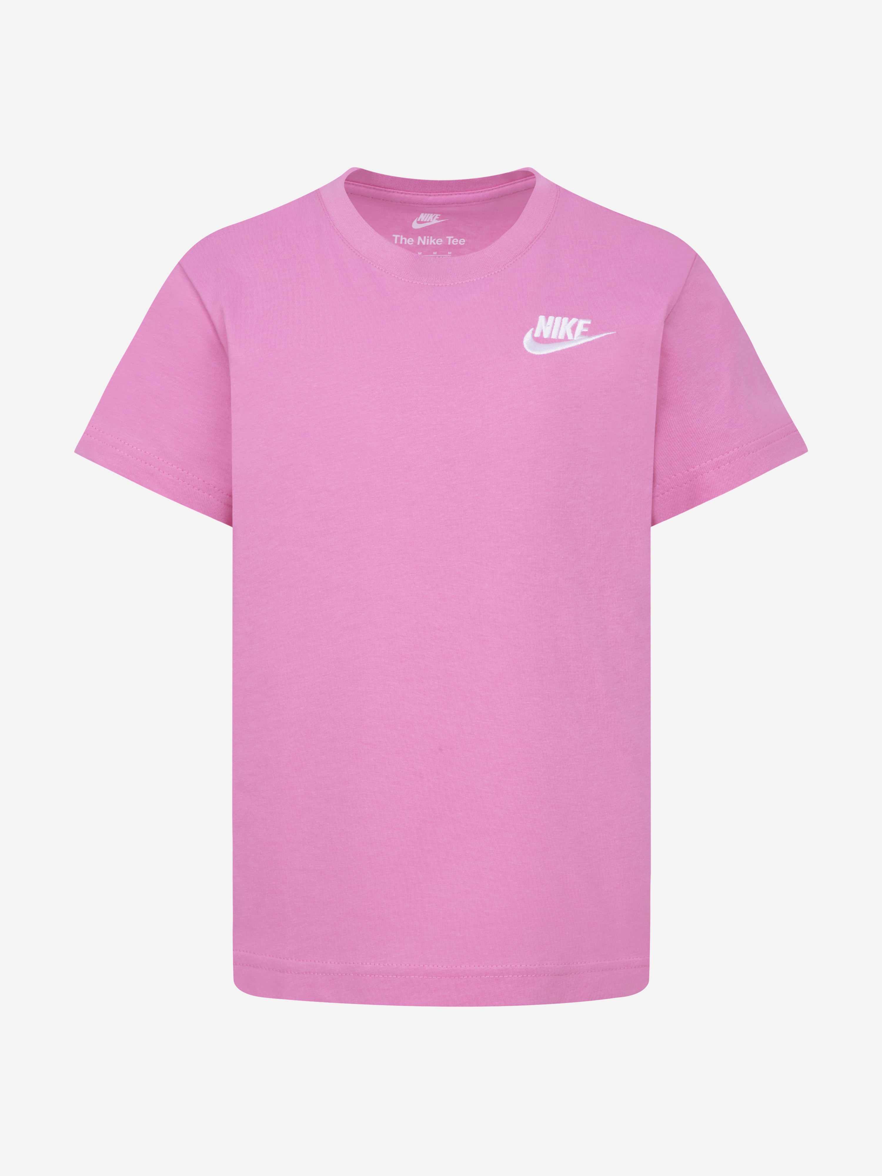 Nike Nike Girls NSW Embroidered Futura T-Shirt in Pink