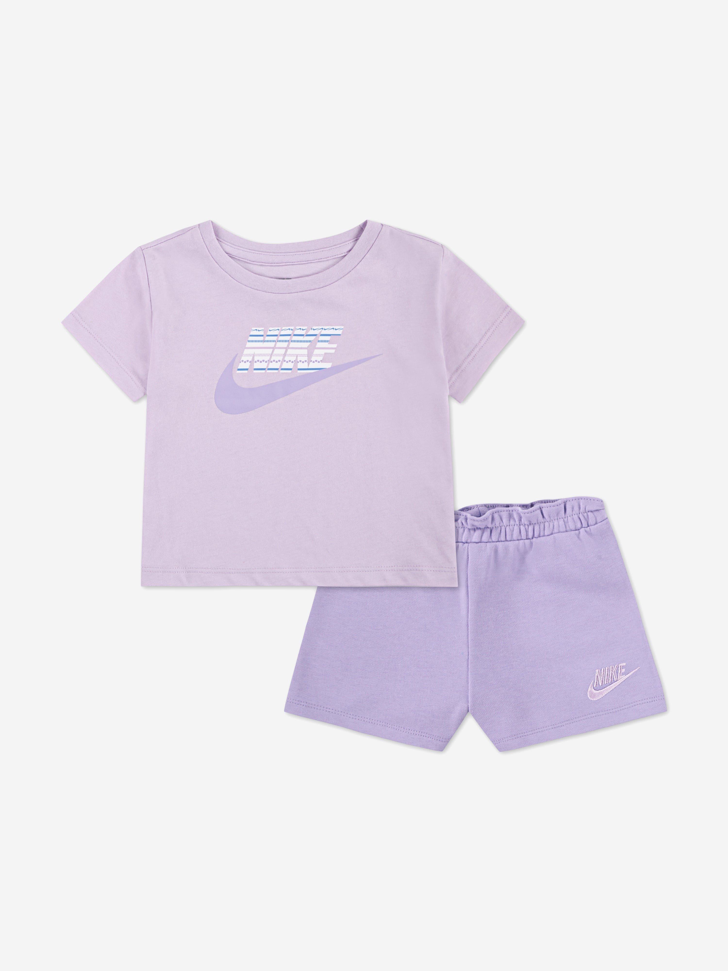 Nike Girls Jersey and French Terry Short Set in Purple